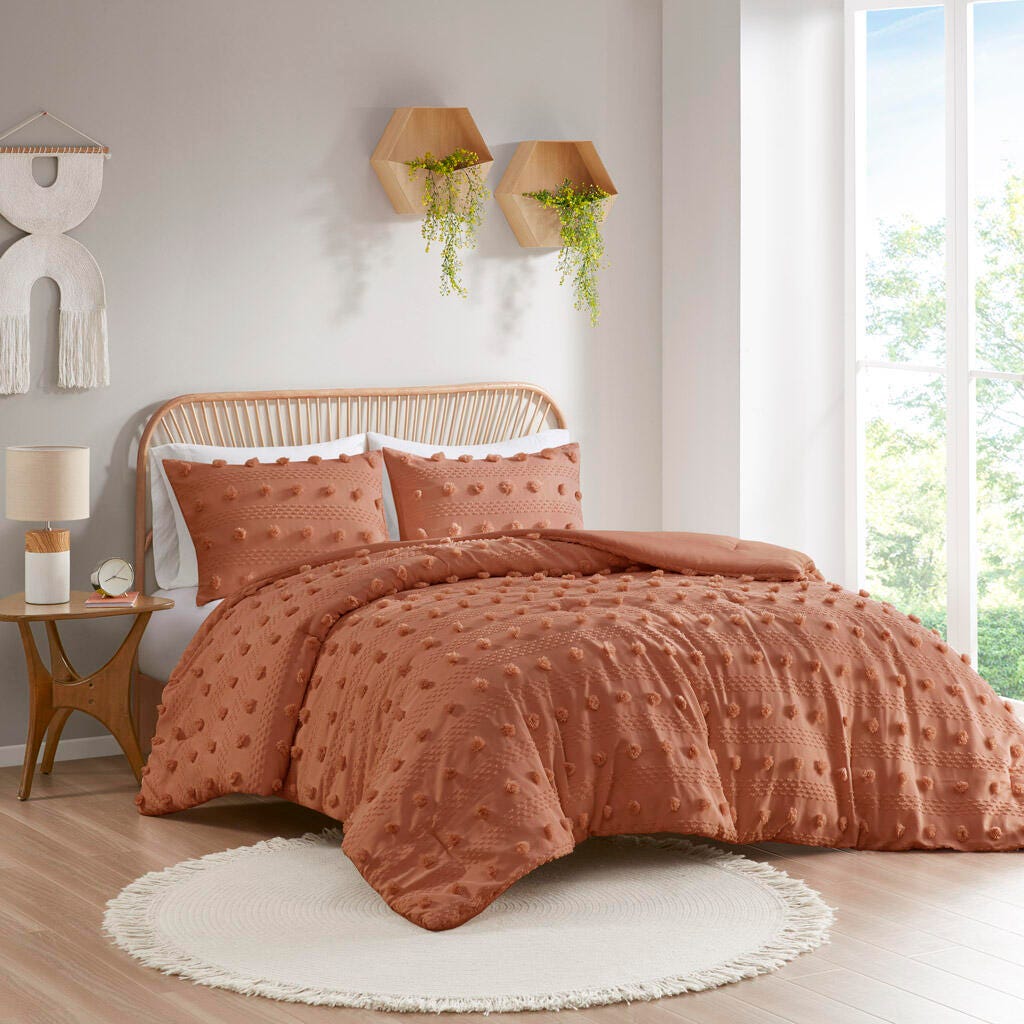 Intelligent Design Clip Jacquard Twin/Twin XL Comforter Set, Rust, large