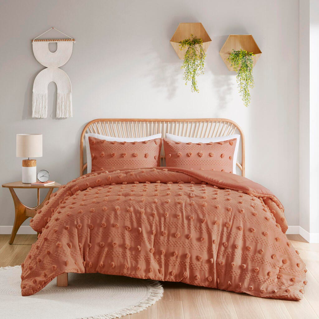 Intelligent Design Clip Jacquard Twin/Twin XL Comforter Set, Rust, large