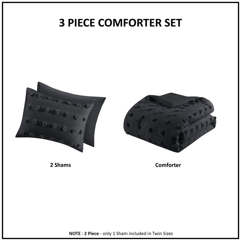 Intelligent Design Clip Jacquard Twin/Twin XL Comforter Set, Black, large