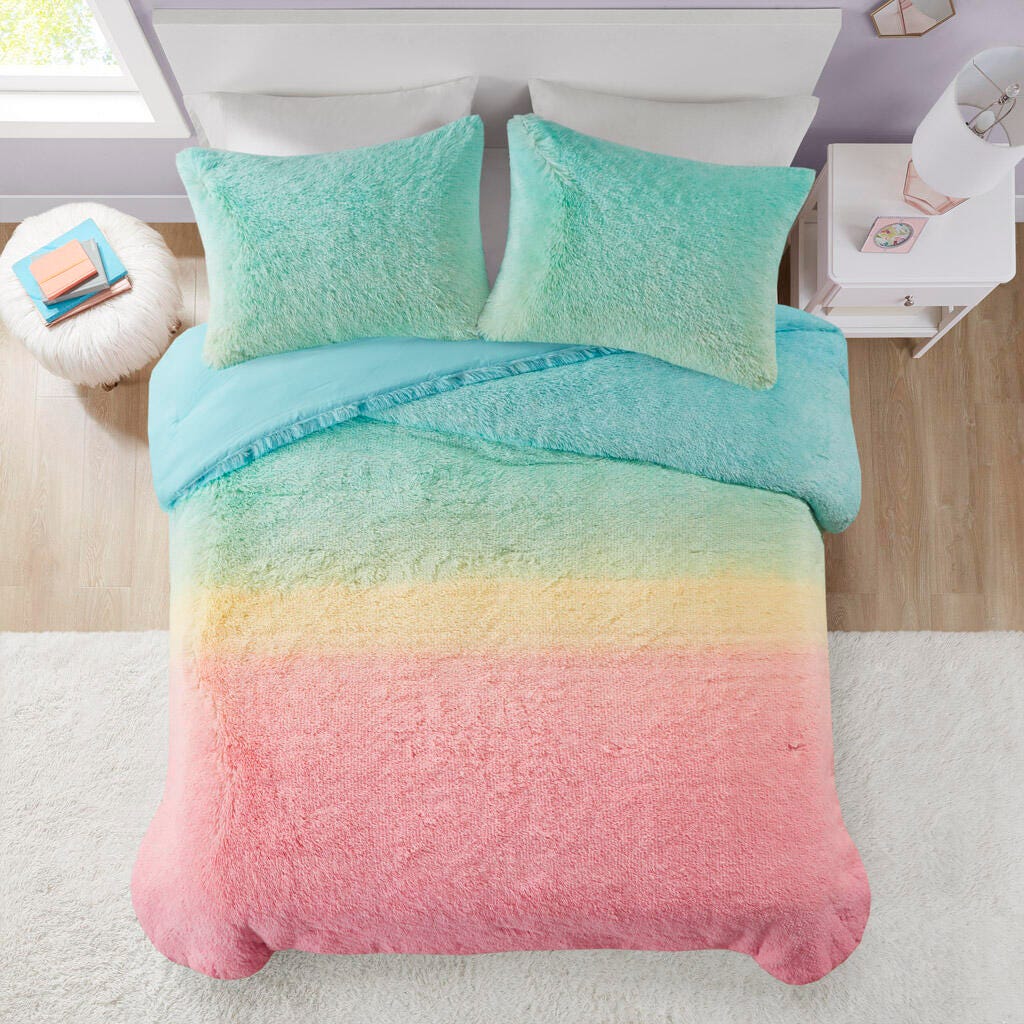 Mi Zone Shaggy Faux Fur Full/Queen Comforter Set, Multi, large
