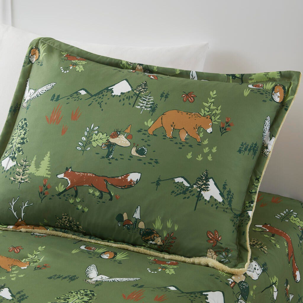 Mi Zone Kids Animals Plush Reversible Twin Comforter Set, Green, large