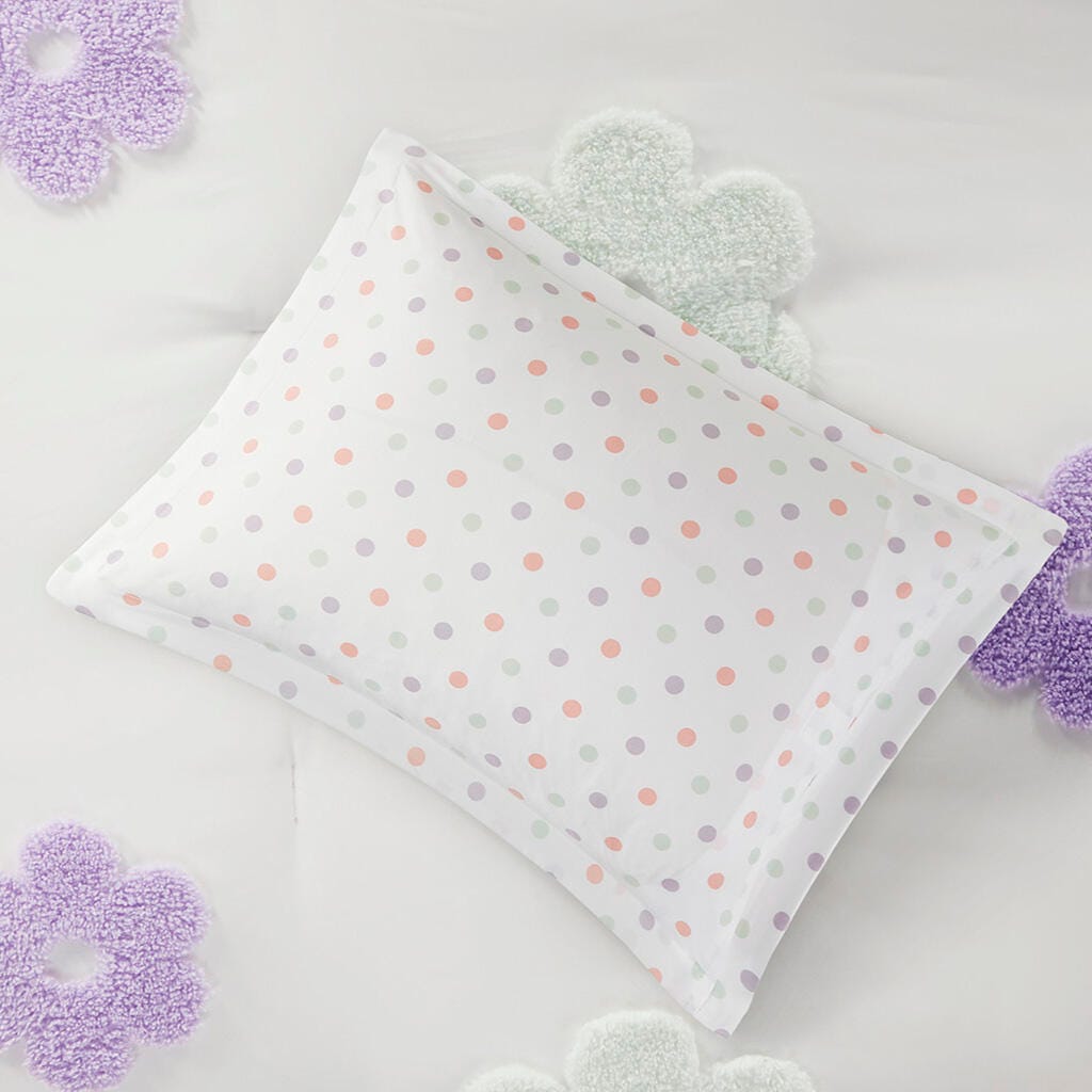 Urban Habitat Kids Chenille Twin Comforter Set with Flower Throw Pillow, White/Purple, large