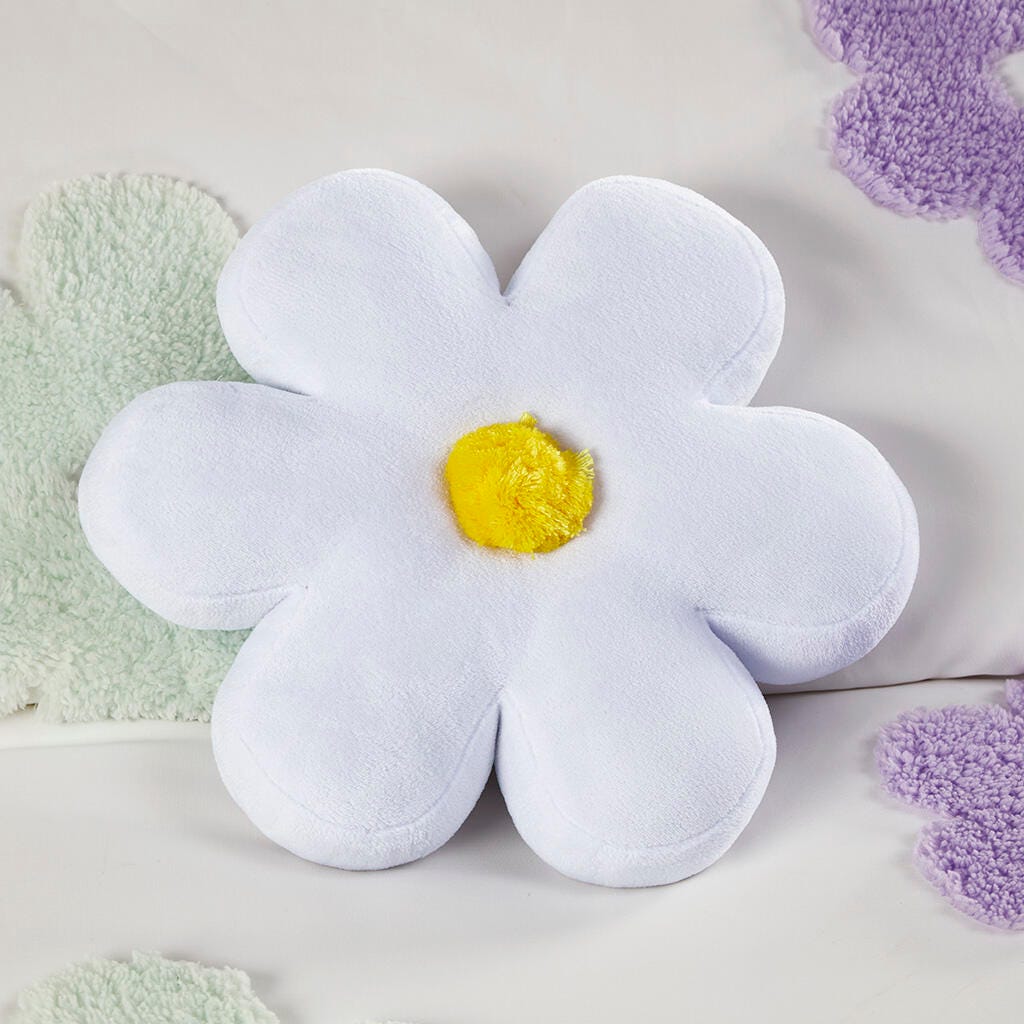 Urban Habitat Kids Chenille Twin Comforter Set with Flower Throw Pillow, White/Purple, large