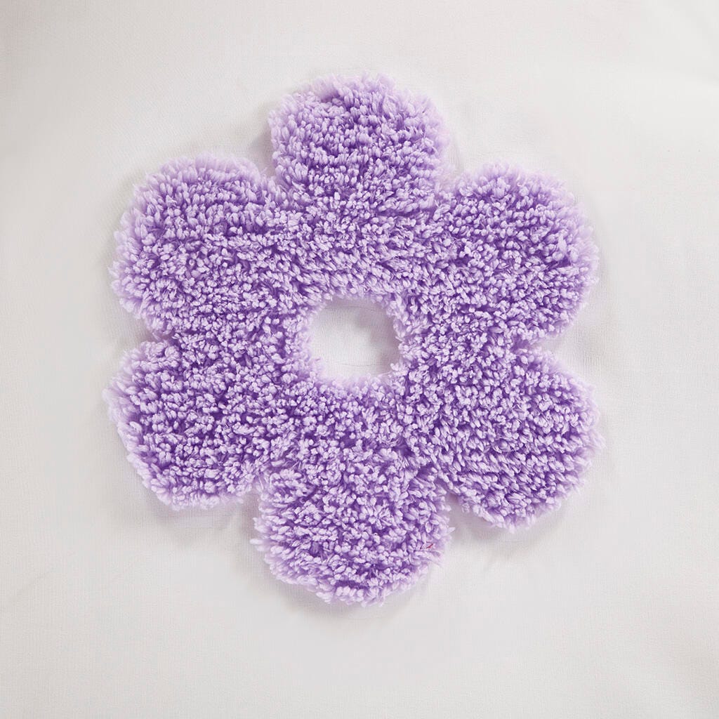 Urban Habitat Kids Chenille Twin Comforter Set with Flower Throw Pillow, White/Purple, large