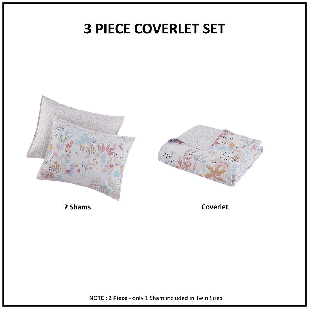 Urban Habitat Kids Animals Reversible Cotton Full/Queen Quilt Set, Blush, large