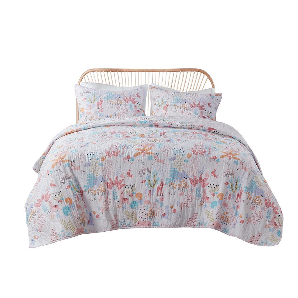 Urban Habitat Kids Animals Reversible Cotton Twin Quilt Set, Blush, large