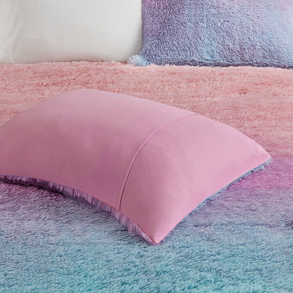 Mi Zone Shaggy Faux Fur Full/Queen Comforter Set, Purple Multi, large