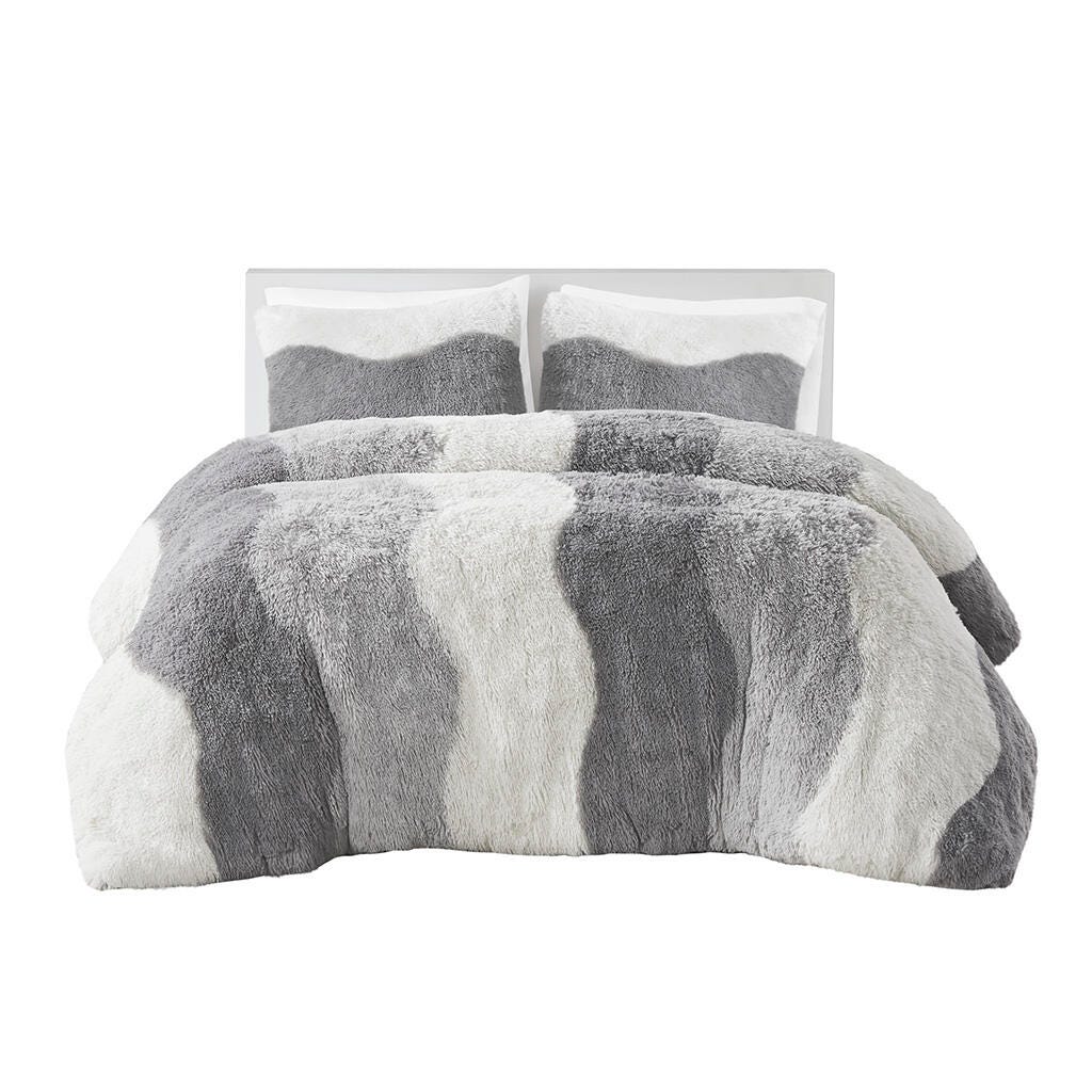 Intelligent Design Shaggy Faux Fur Twin/Twin XL Comforter Set, Gray, rollover