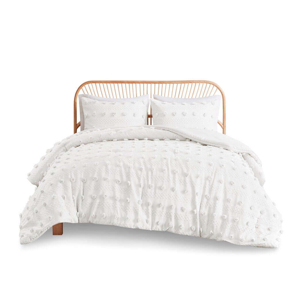 Intelligent Design Clip Jacquard King/California King Comforter Set, Ivory, rollover