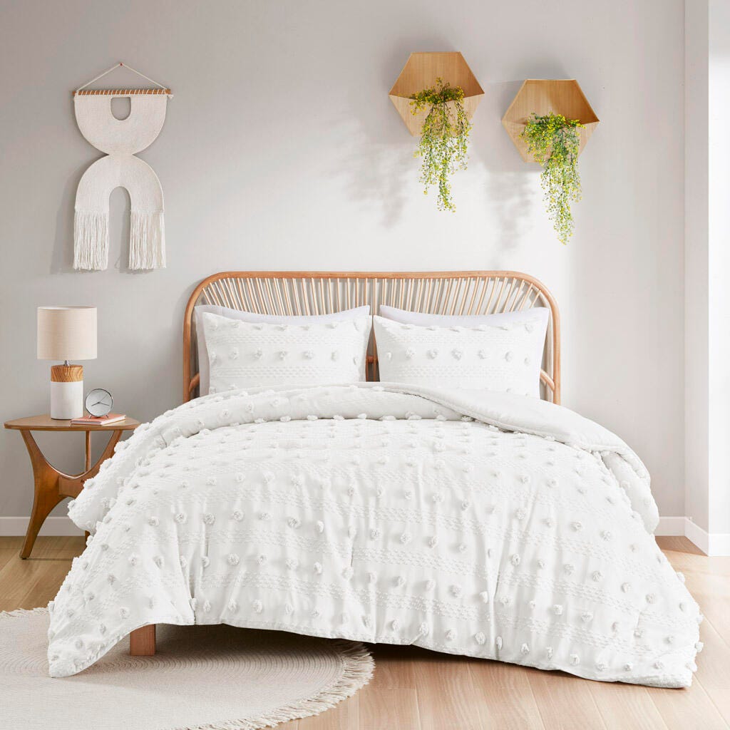 Intelligent Design Clip Jacquard King/California King Comforter Set, Ivory, large