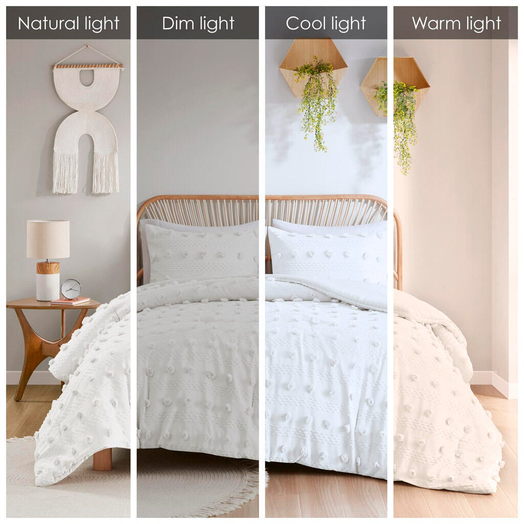 Intelligent Design Clip Jacquard King/California King Comforter Set, Ivory, large