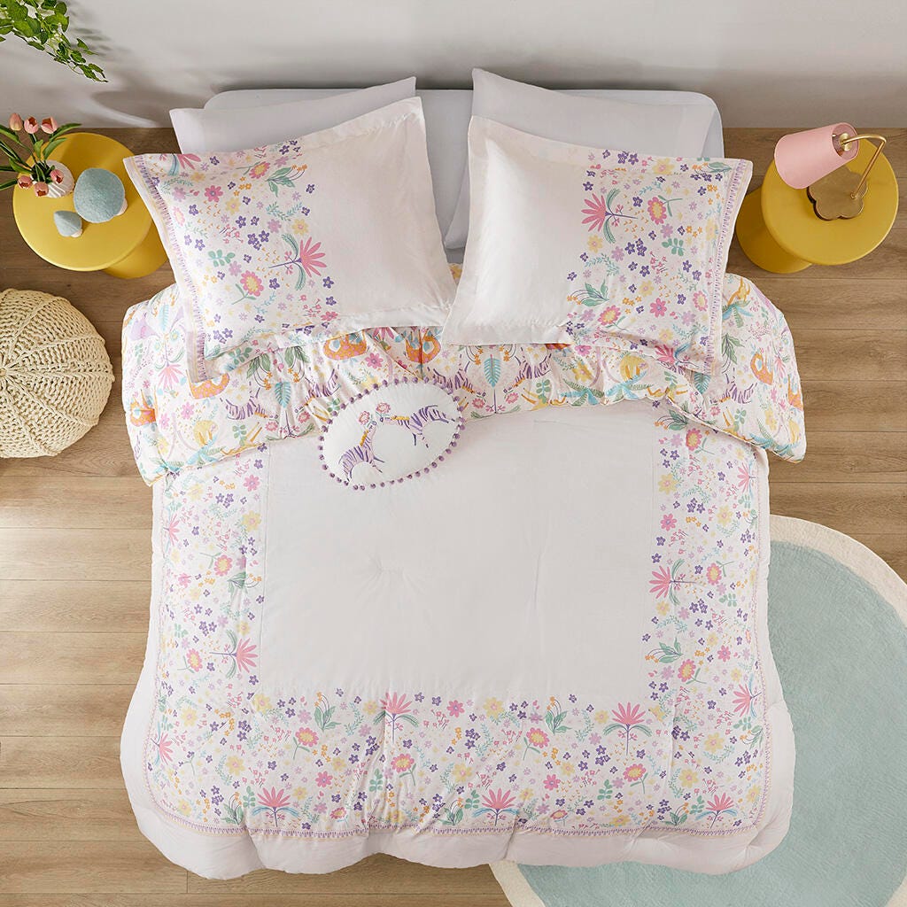 Urban Habitat Kids Reversible Cotton Twin Comforter Set with Throw Pillow, Multi, large