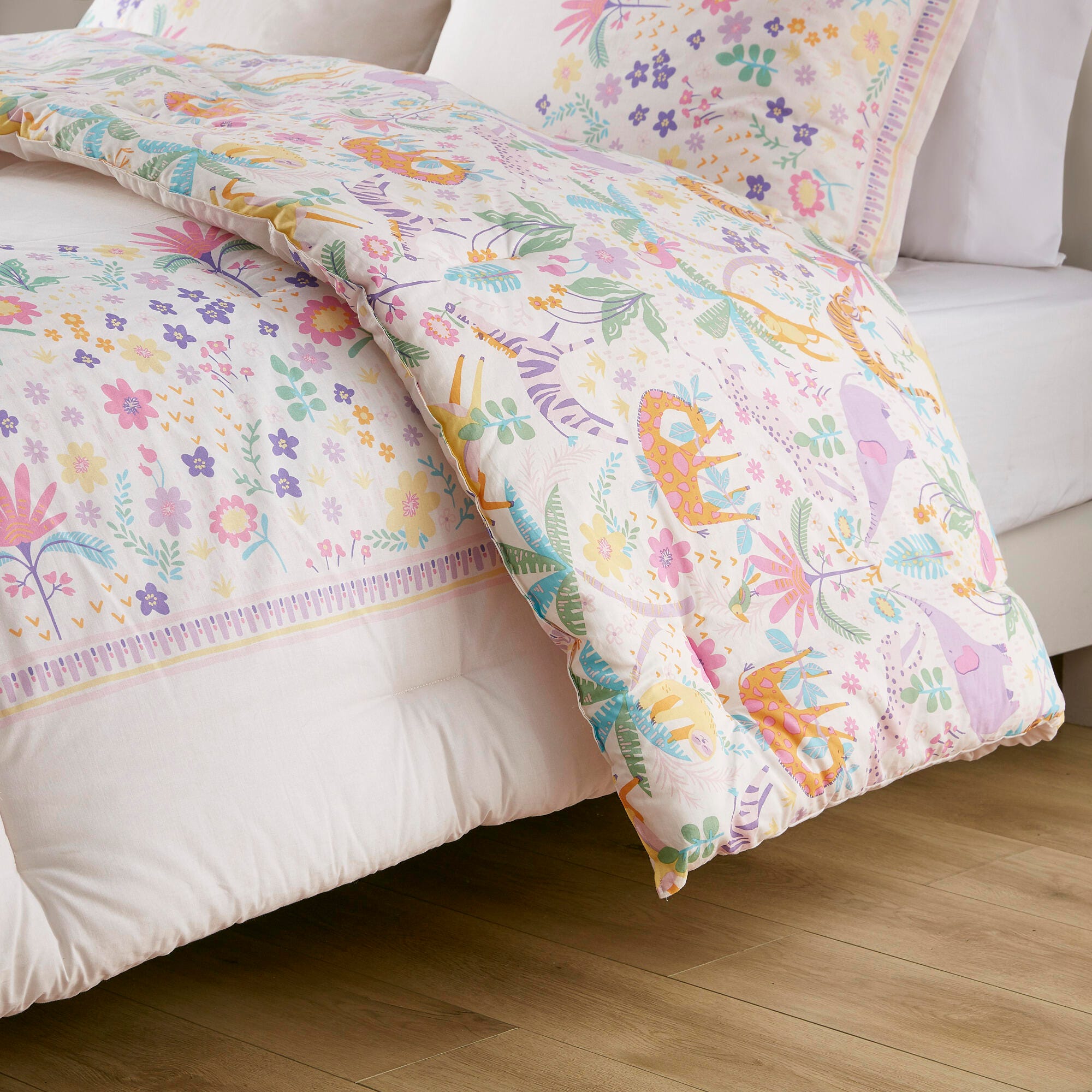 Urban Habitat Kids Reversible Cotton Twin Comforter Set with Throw Pillow, Multi, large