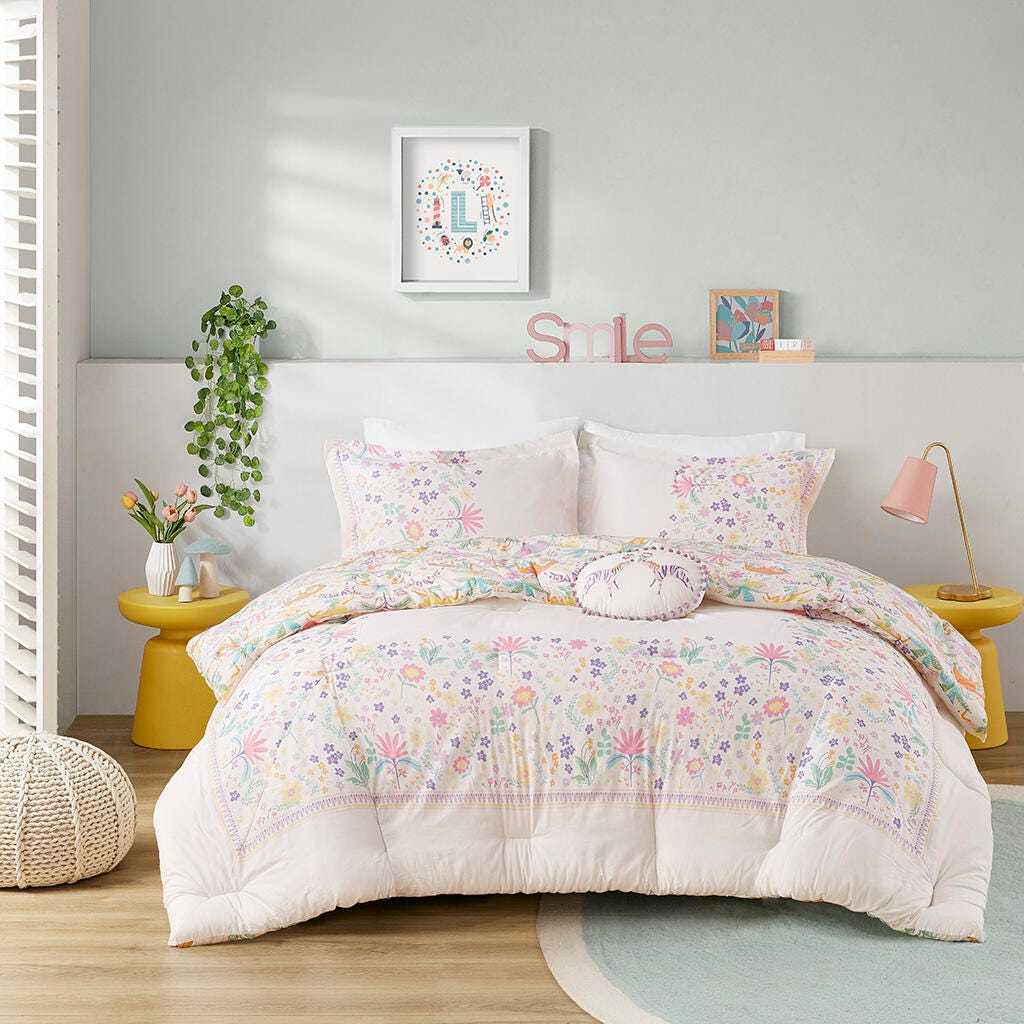 Urban Habitat Kids Reversible Cotton Full/Queen Comforter Set with Throw Pillow, Multi, large