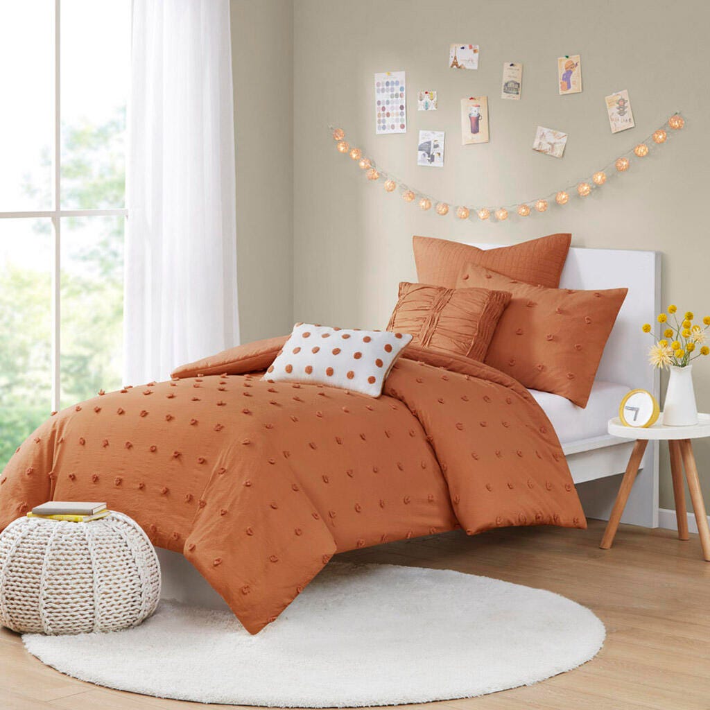 Urban Habitat Twin/Twin XL Comforter Set with Euro Shams and Throw Pillows, Rust, large