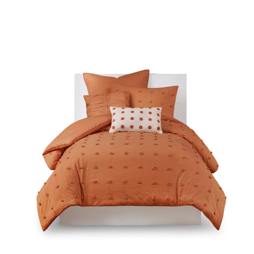 Urban Habitat Twin/Twin XL Comforter Set with Euro Shams and Throw Pillows, Rust, rollover
