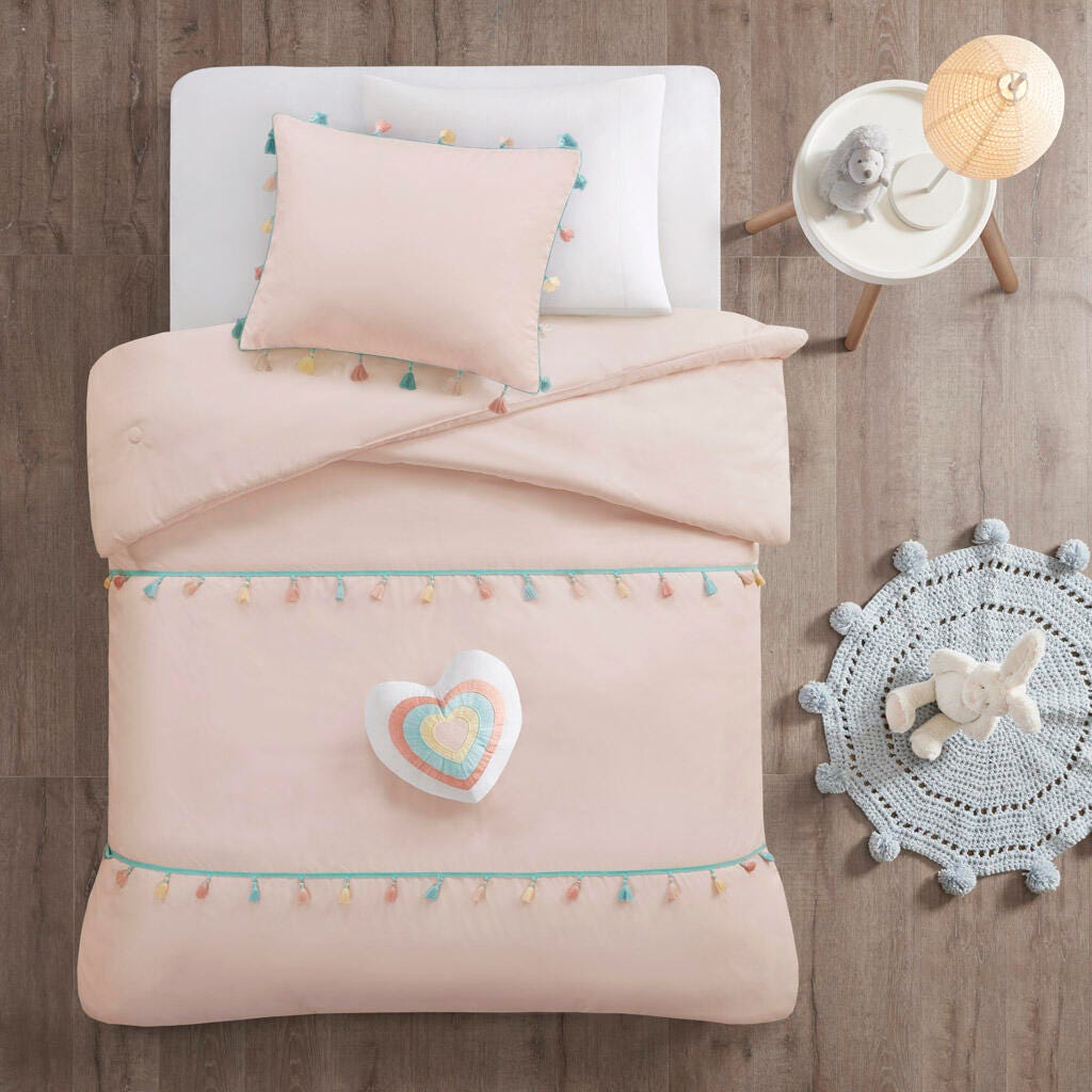 Mi Zone Kids Tassel Twin/Twin XL Comforter Set with Throw Pillow, Blush, large