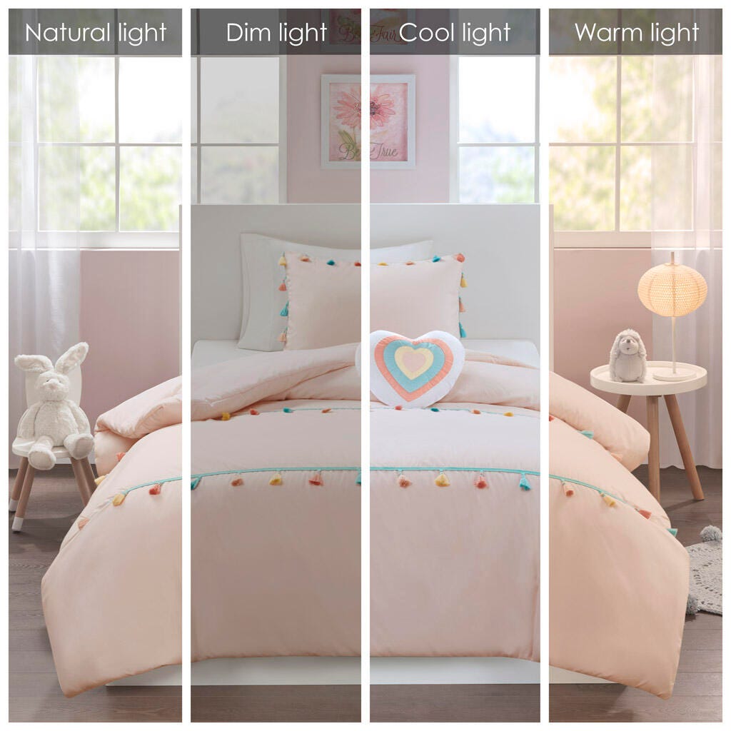 Mi Zone Kids Tassel Full/Queen Comforter Set with Throw Pillow, Blush, large