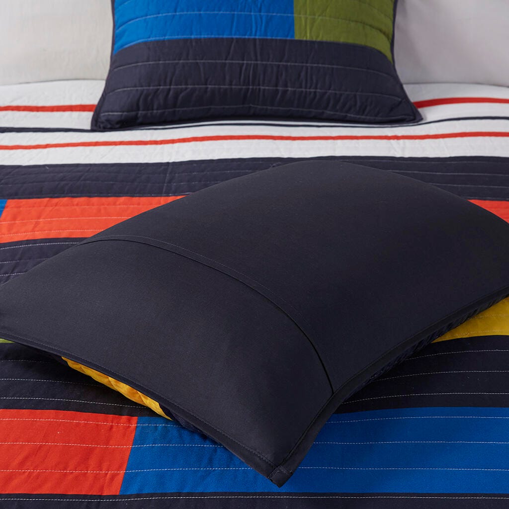 Urban Habitat Kids Stripe Printed Full/Queen Quilt Set, Multi, large