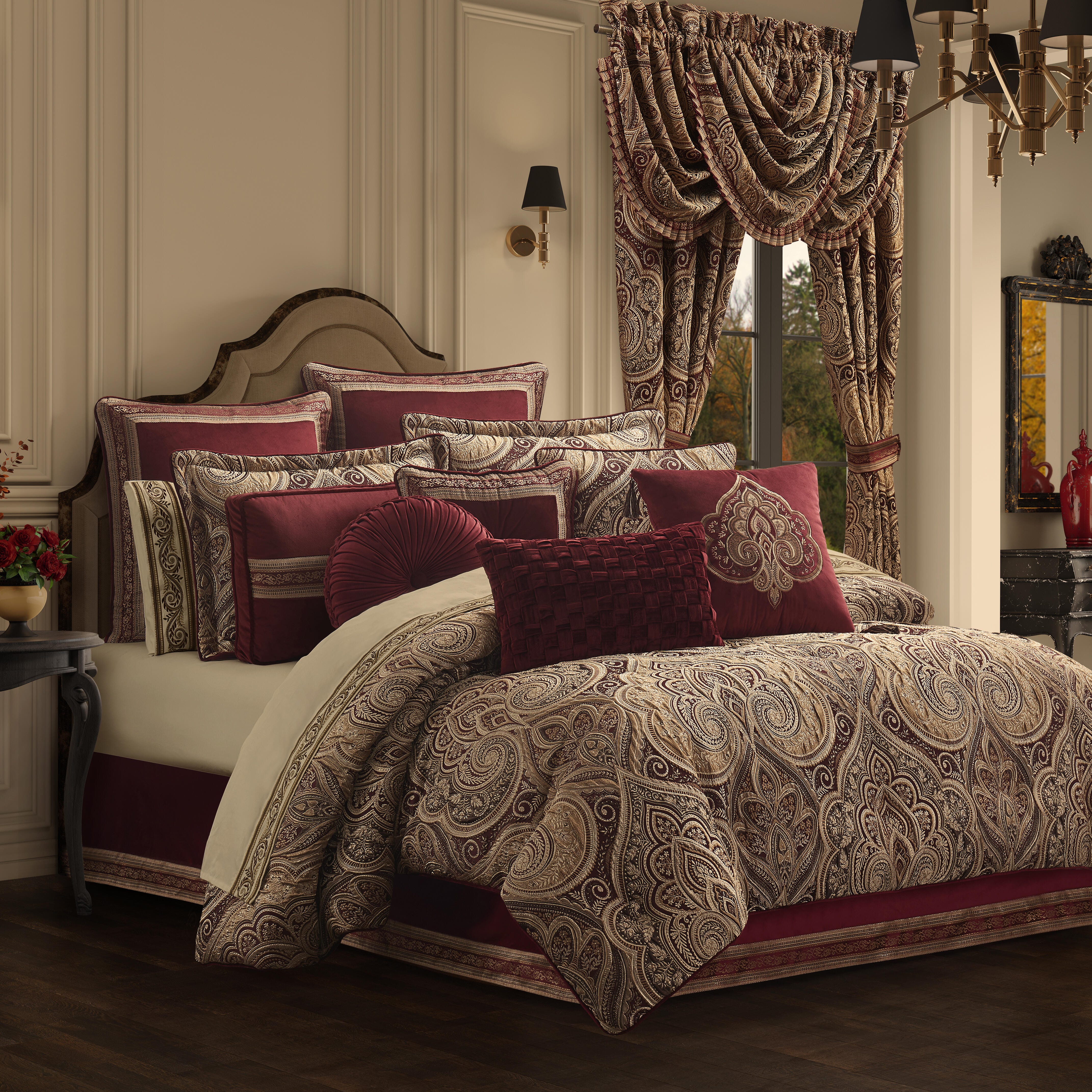 J. Queen New York Calistoga California King 4 Piece Comforter Set, Crimson, large