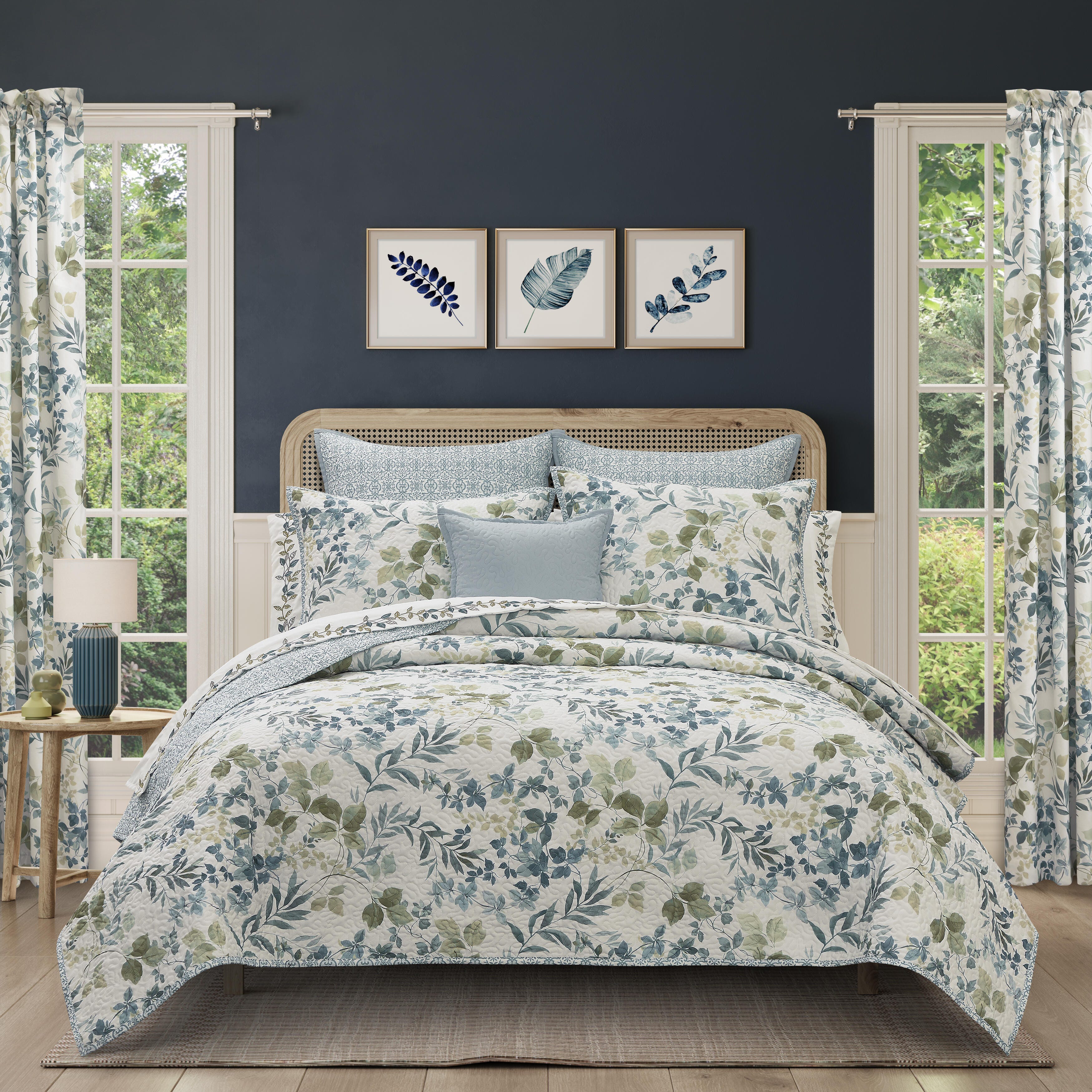 Royal Court Evergreen Full/Queen 3 Piece Quilt Set, Blue, large