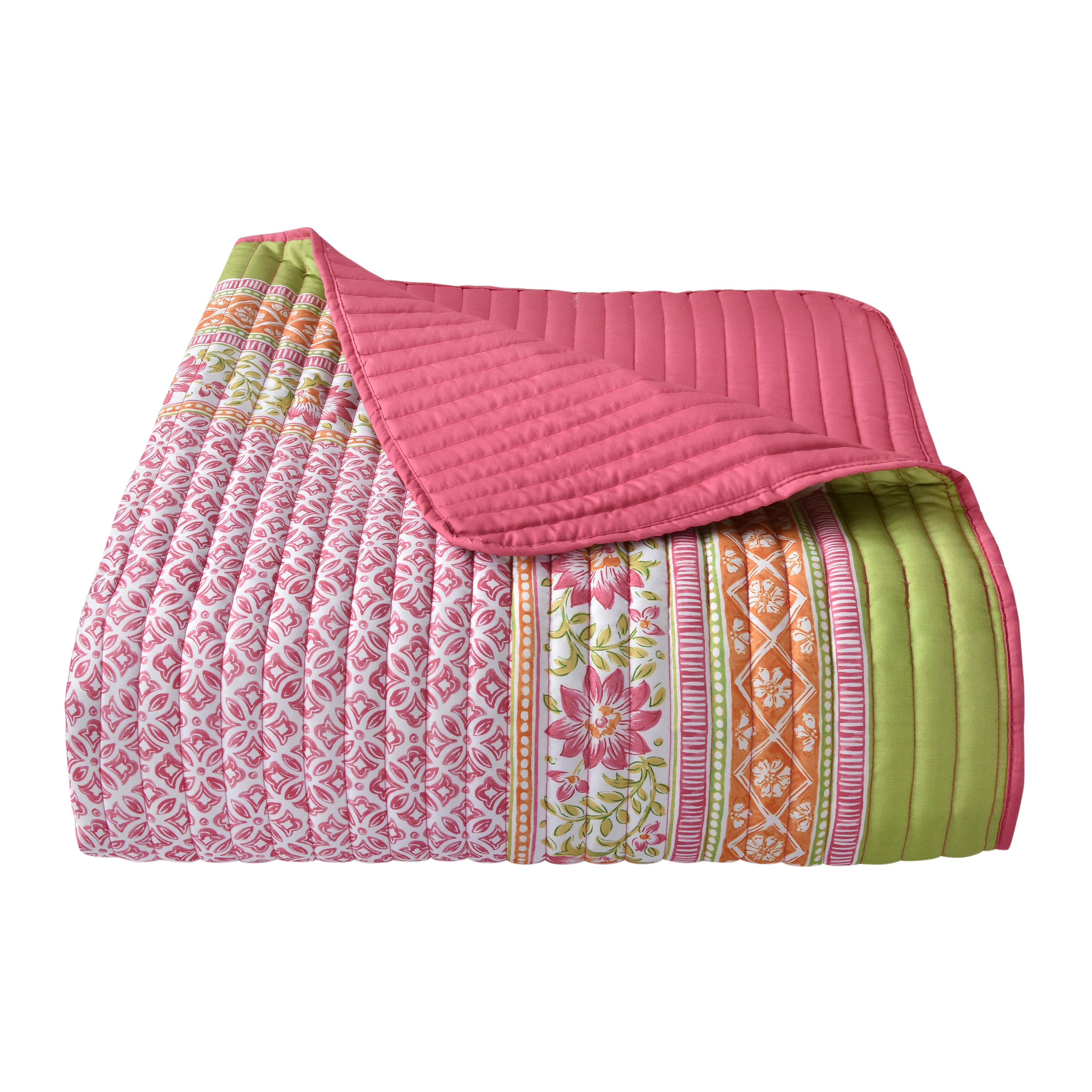J. Queen Bold Shiloh Twin/Twin XL 2 Piece Quilt Set, Pink, rollover