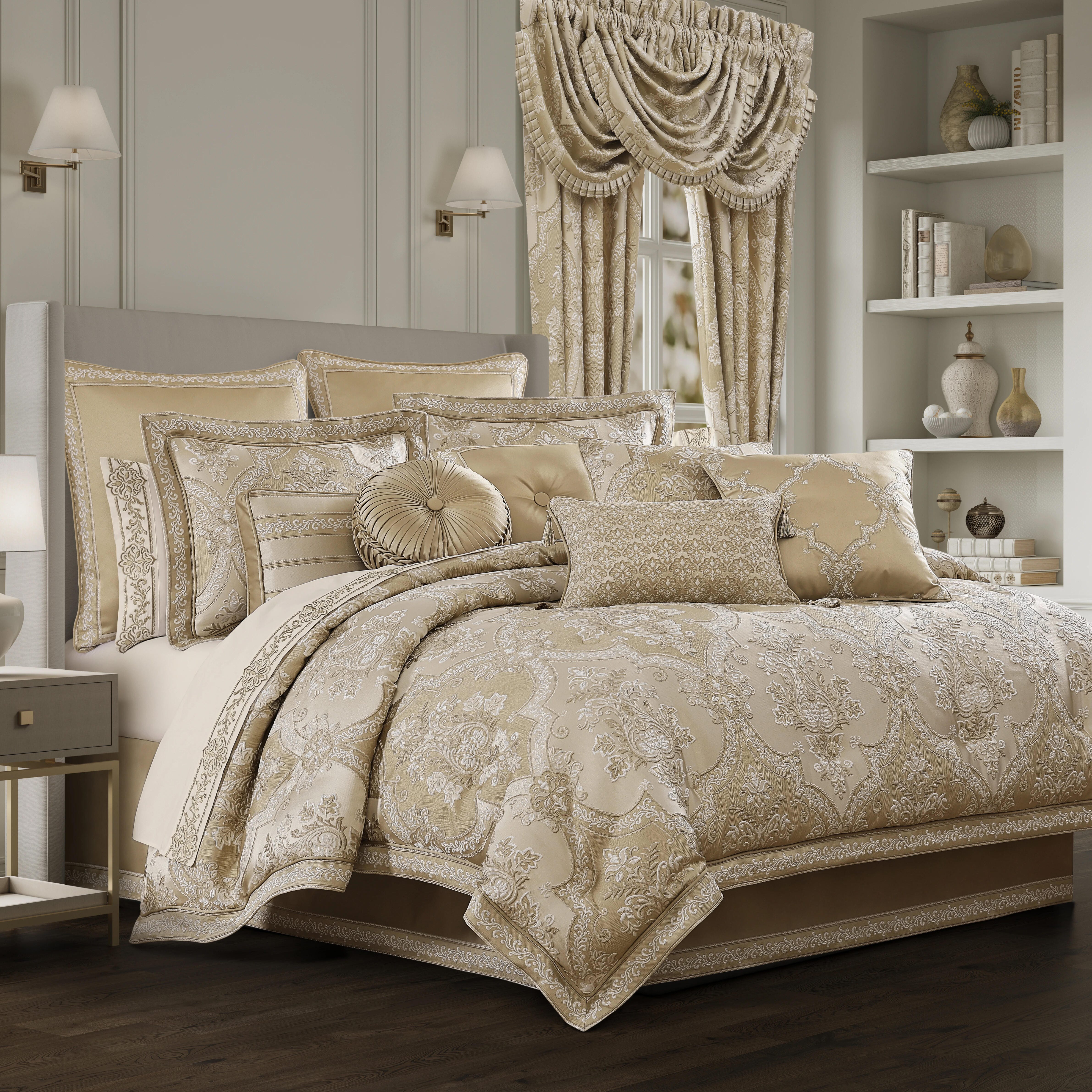 J. Queen New York Sondra California King 4 Piece Comforter Set, Gold, large