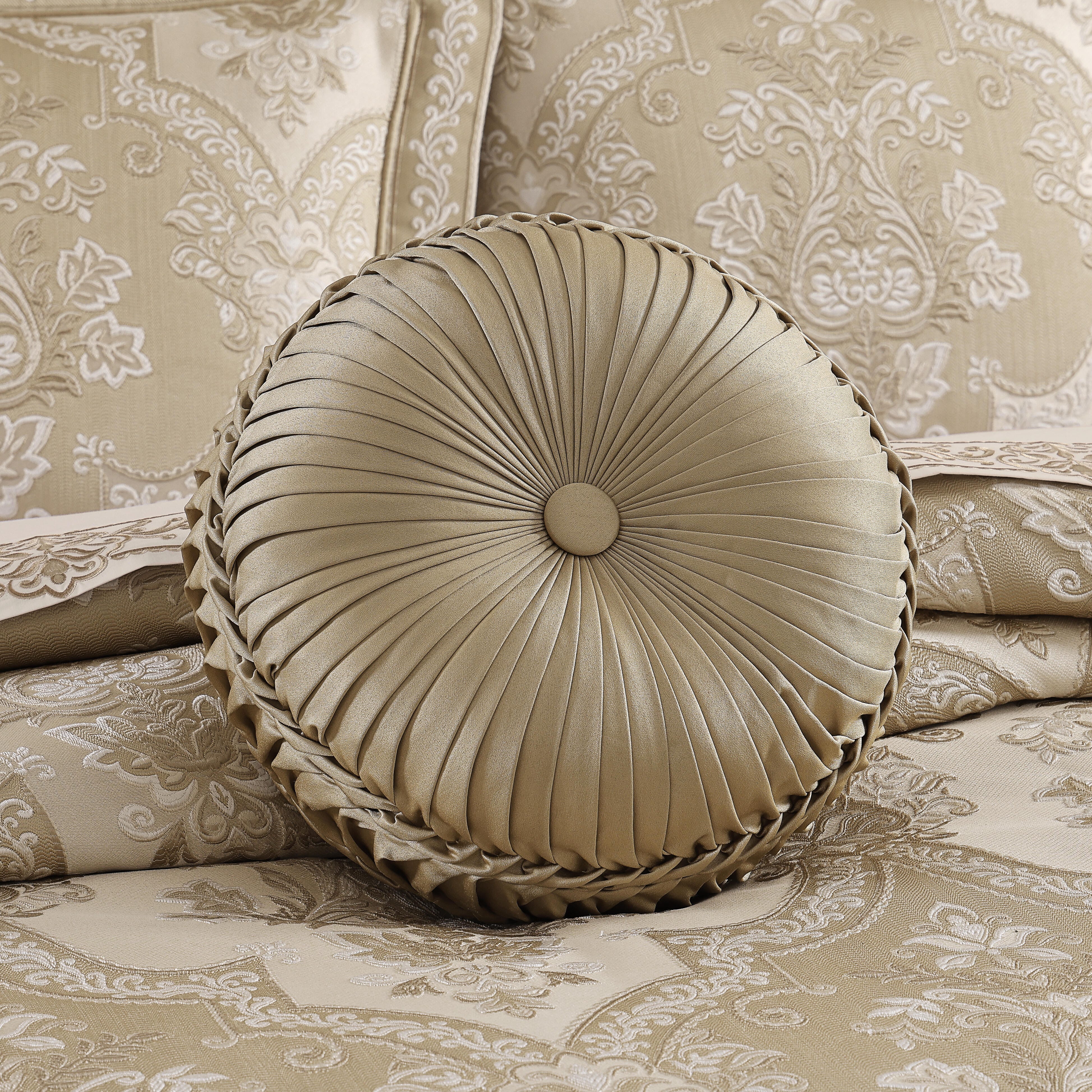 J. Queen New York Sondra Tufted Decorative Throw Pillow, Gold, rollover