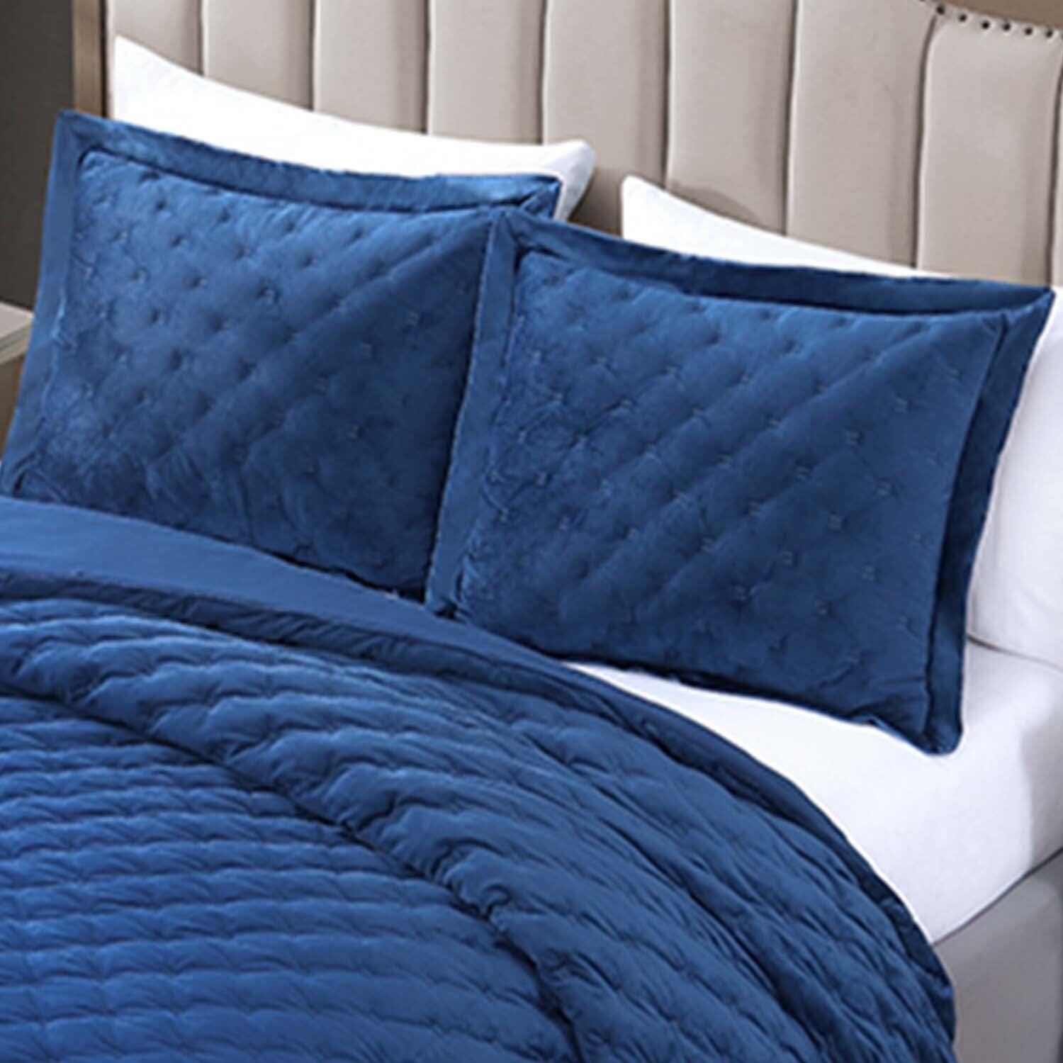 Bebejan® 3 Piece Queen Comforter Set, Navy, large