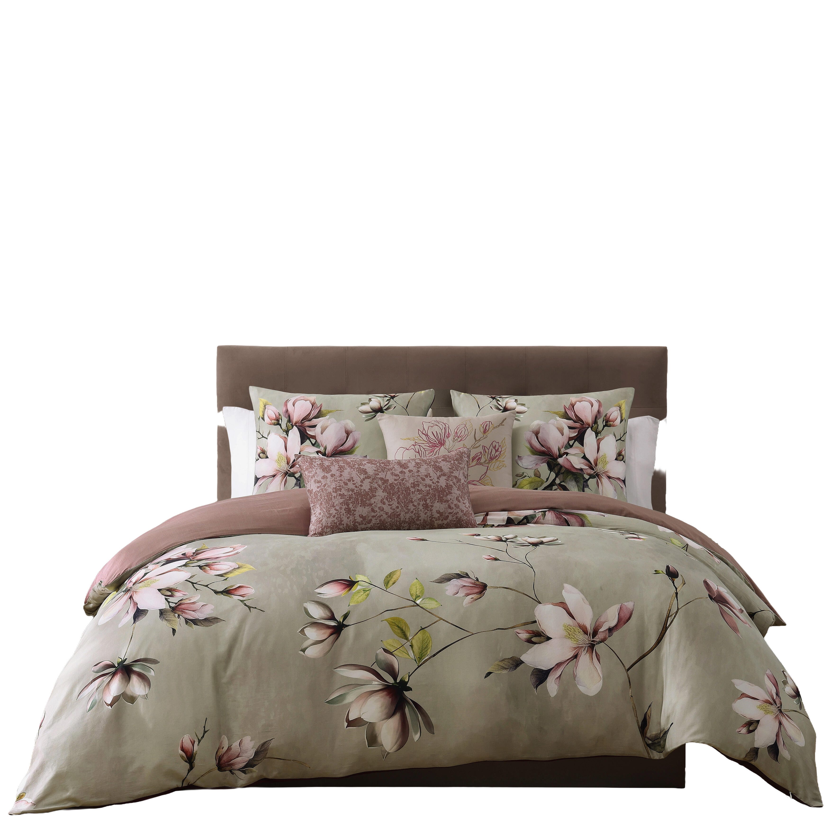 Bebejan&reg; Purple Lilies 5 Piece Reversible Queen Comforter Set, Green, large