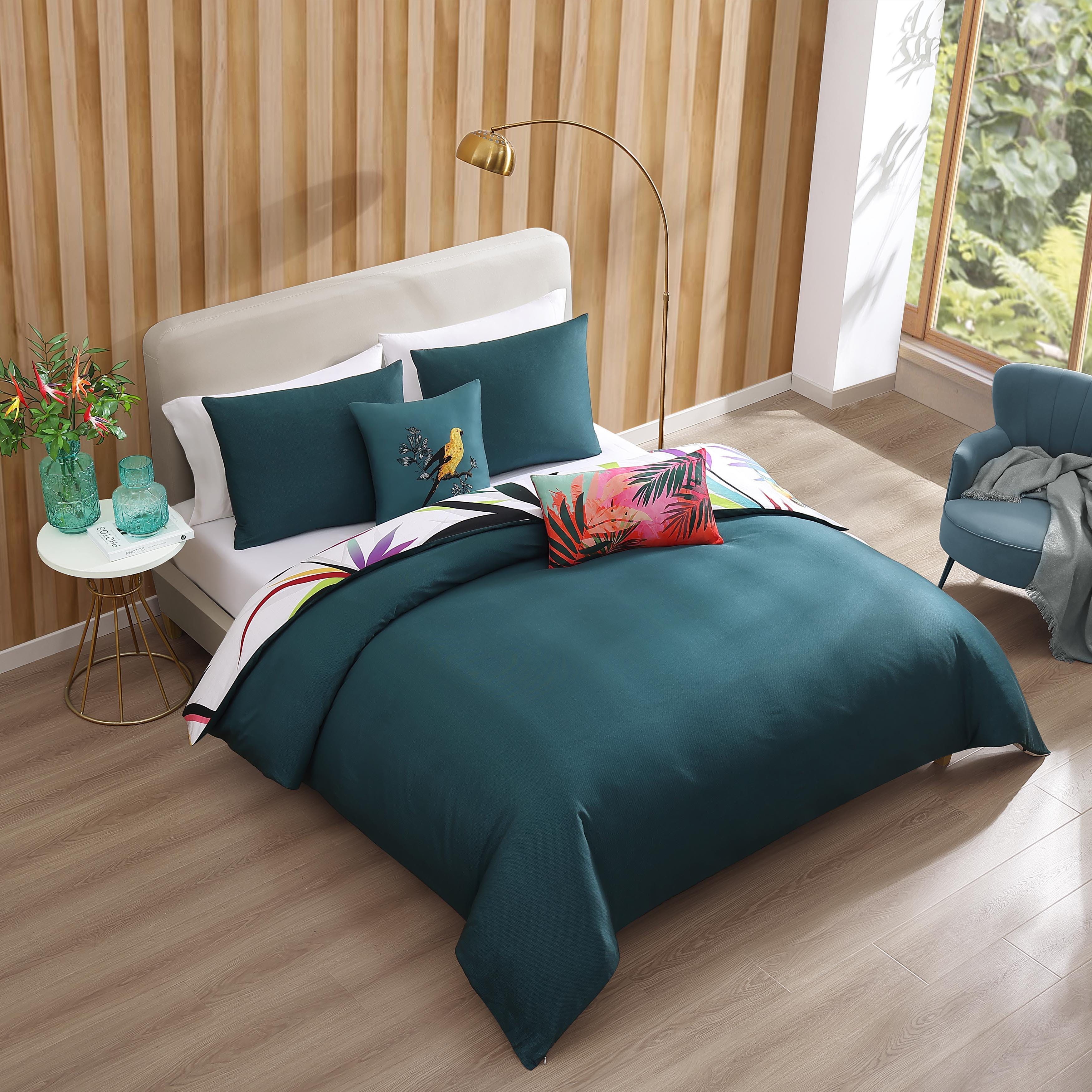 Bebejan&reg; Tropical Fusion 5 Piece Reversible Queen Comforter Set, Green, large