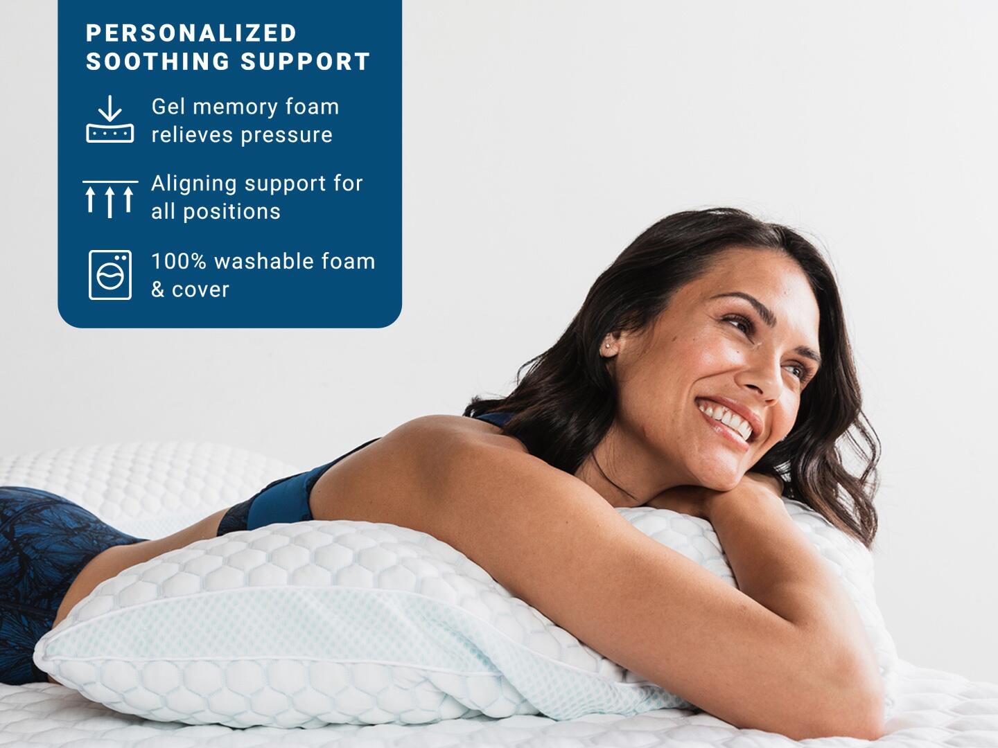 MOLECULE Infinity PRO Cooling Gel Memory Foam Adjustable Standard Pillow, White, large