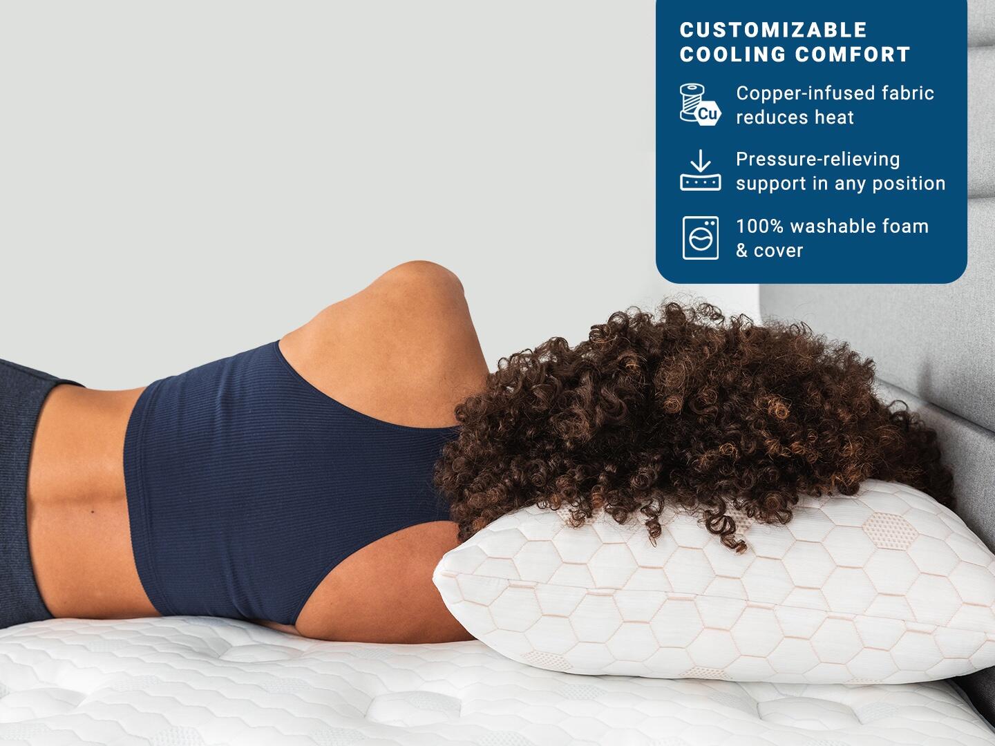 MOLECULE CopperWELL Cooling Gel Memory Foam Adjustable King Pillow, White, large