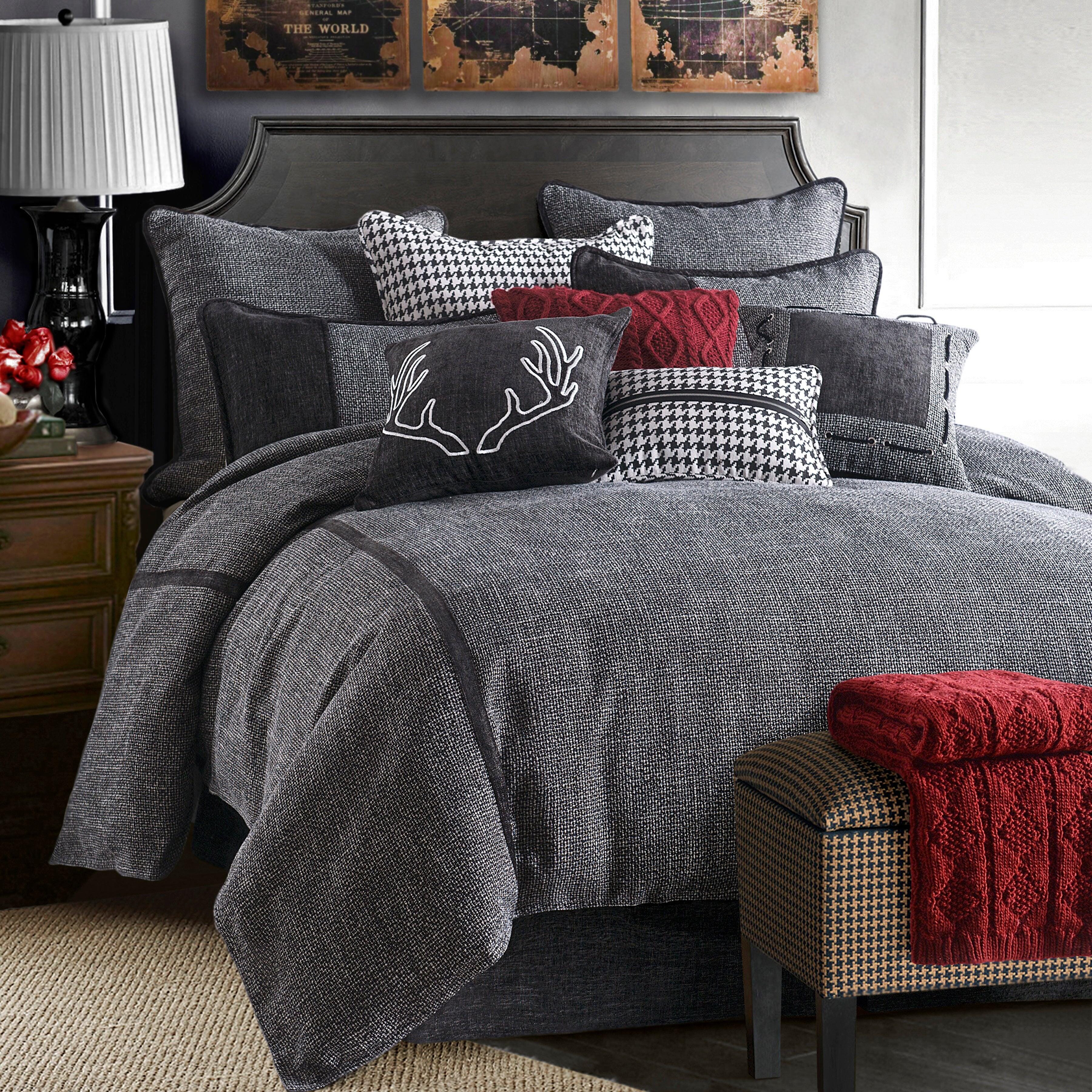 HiEnd Accents Hamilton 3-Piece King Duvet Cover Set, Black/White, rollover