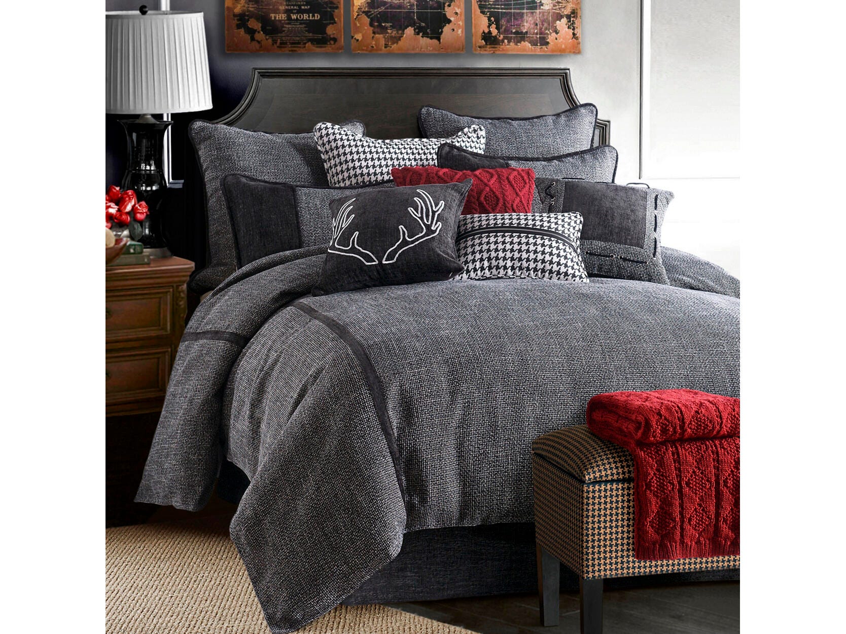 HiEnd Accents Hamilton 4-Piece Queen Comforter Set, Gray, large
