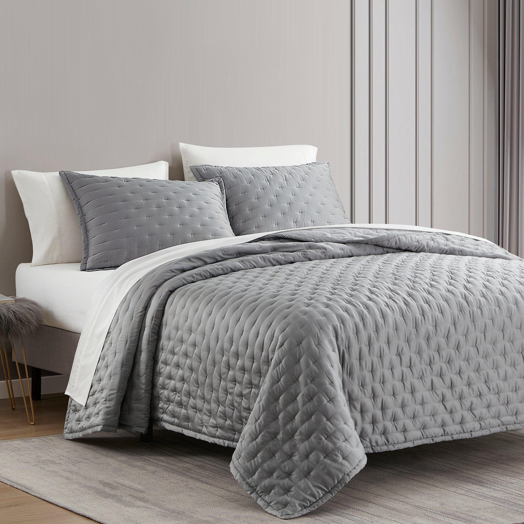 HiEnd Accents Lyocell 1-Piece Full/Queen Quilt, Gray, large