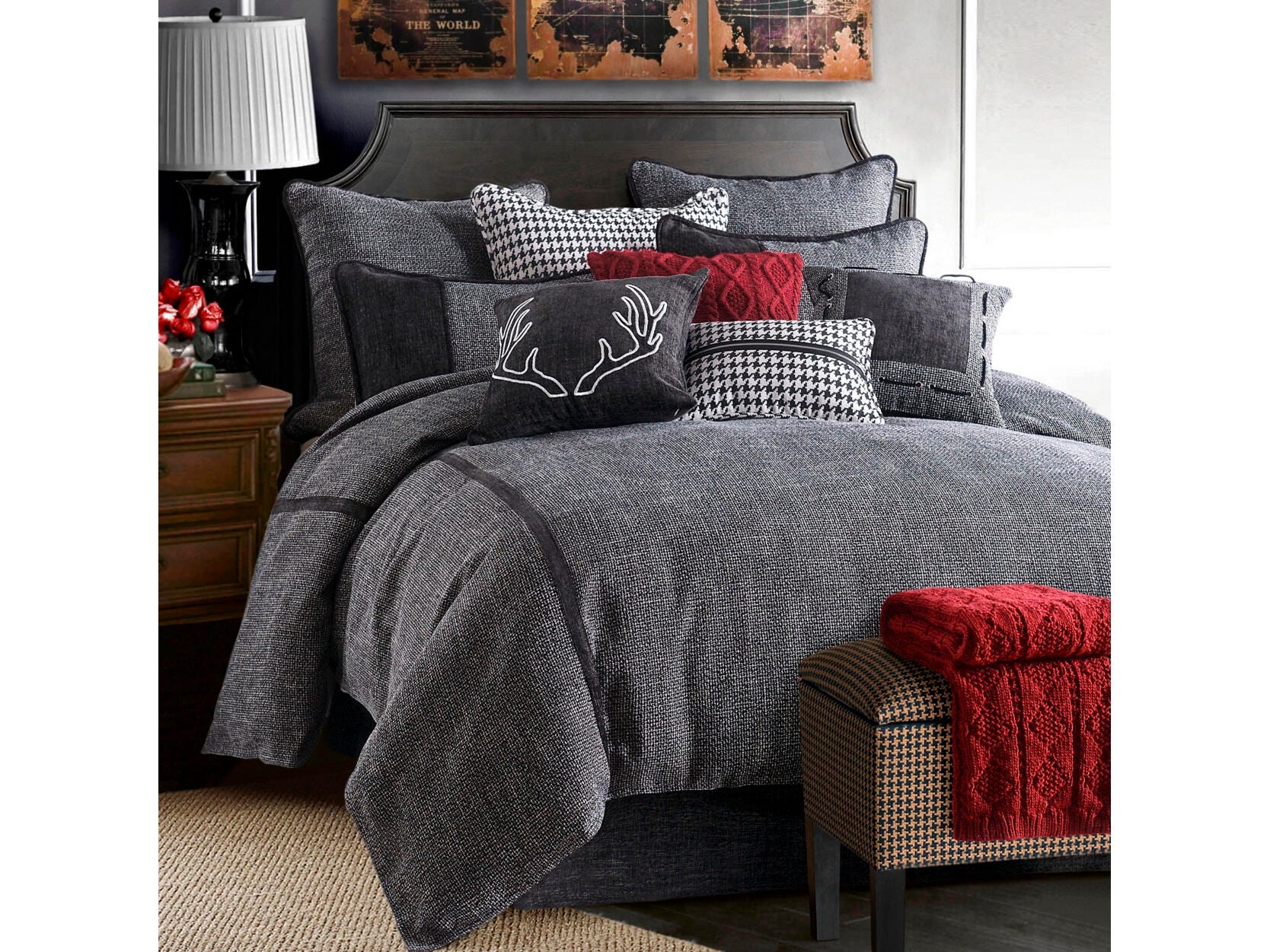 HiEnd Accents Hamilton 4-Piece King Comforter Set, Gray, large