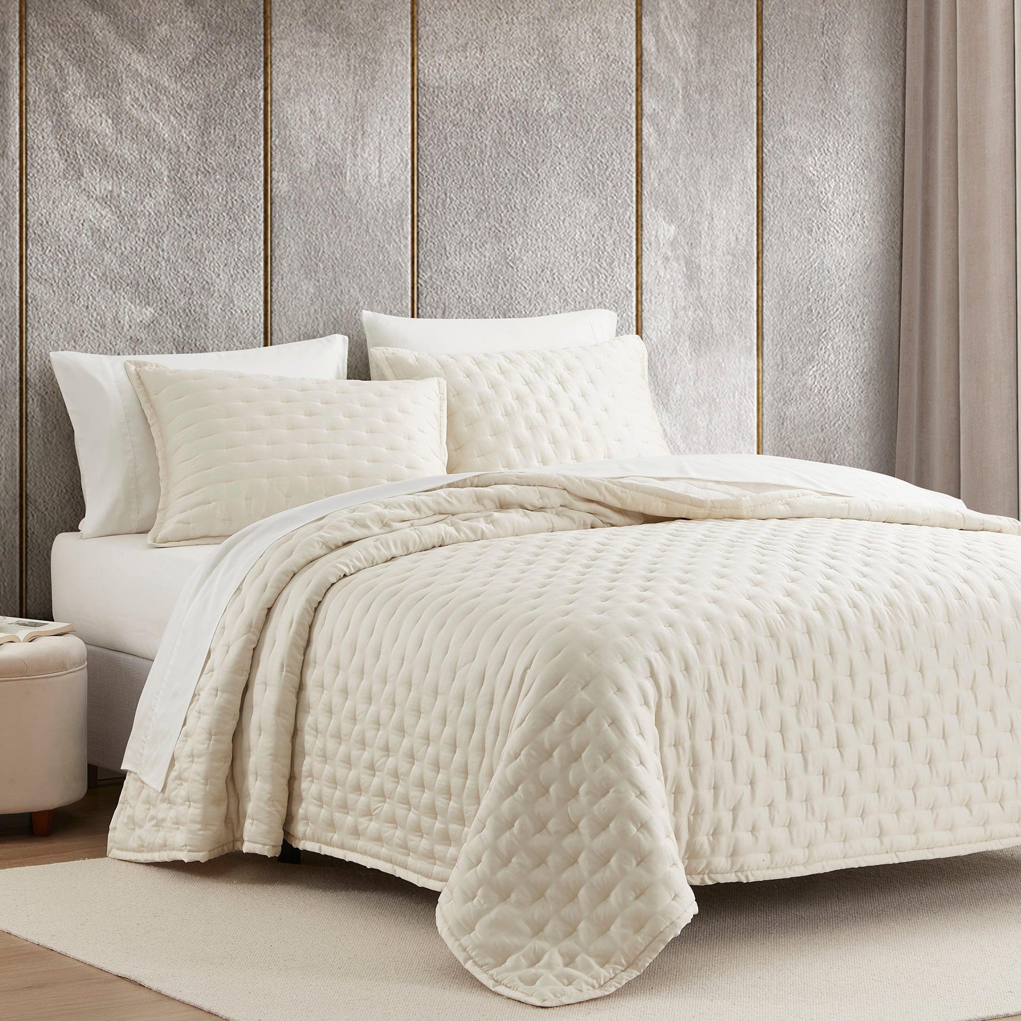 HiEnd Accents Lyocell 1-Piece Full/Queen Quilt, Ivory, large