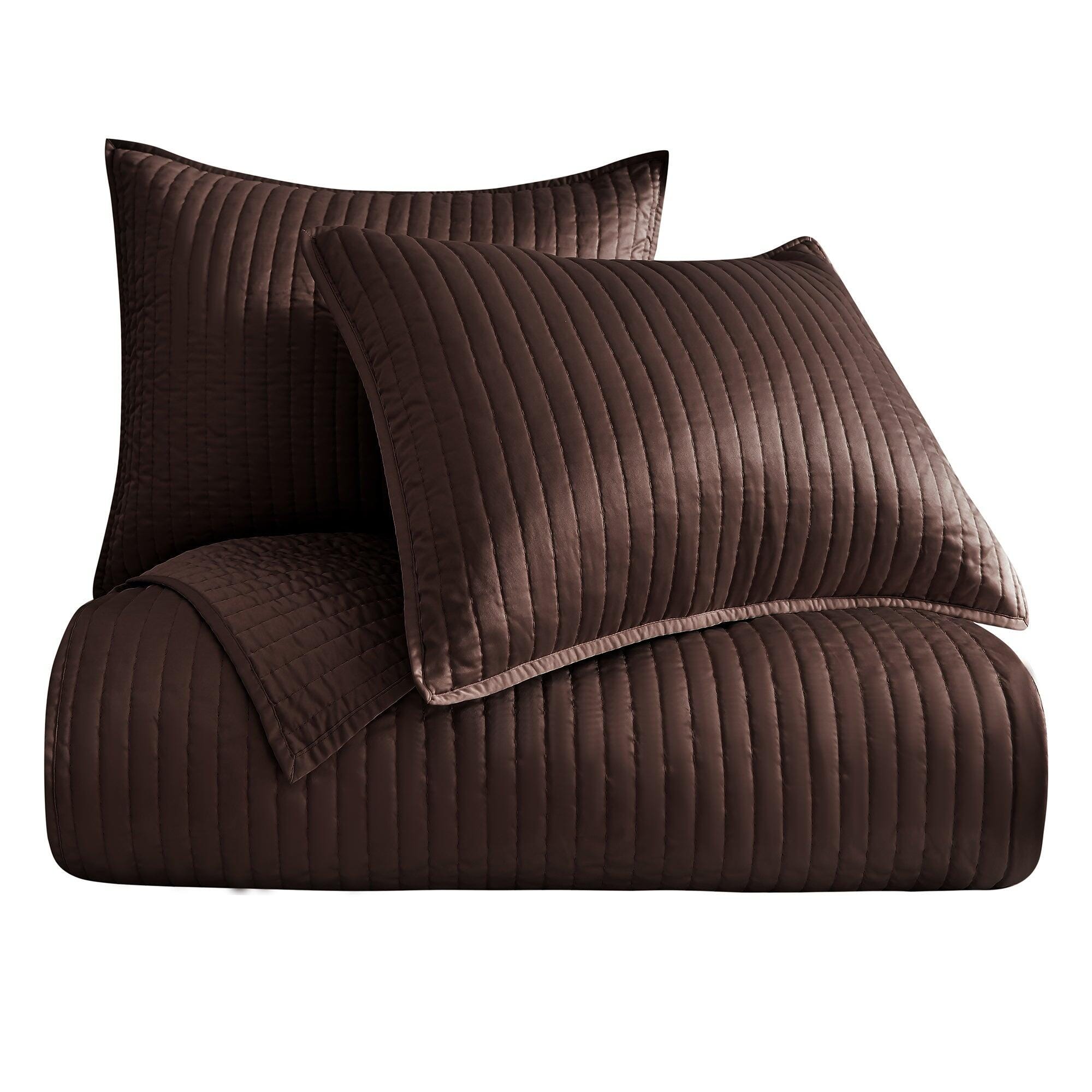 Indigo Hill Satin Channel 2-Piece Twin Quilt Set, Brown, large