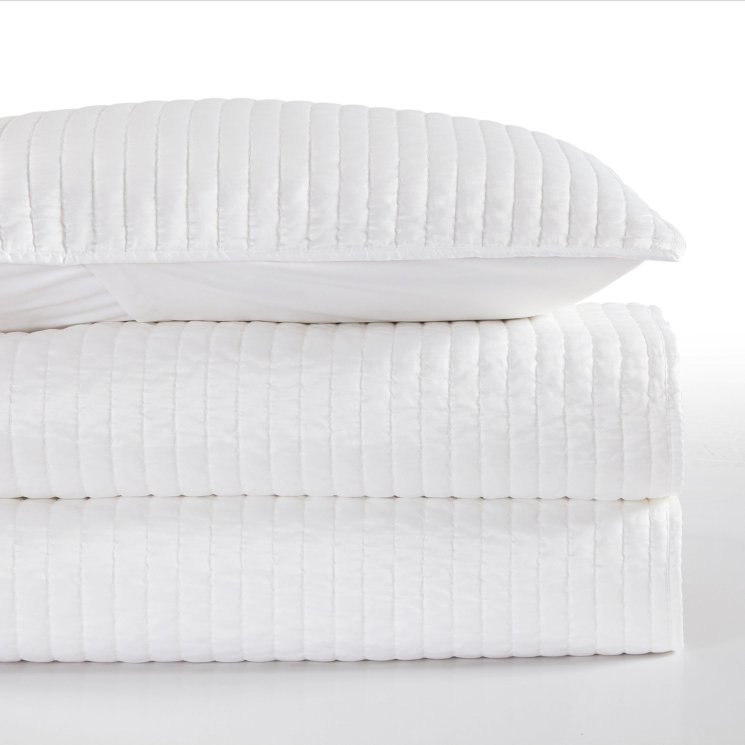 Indigo Hill Satin Channel 3-Piece Full/Queen Quilt Set, White, large