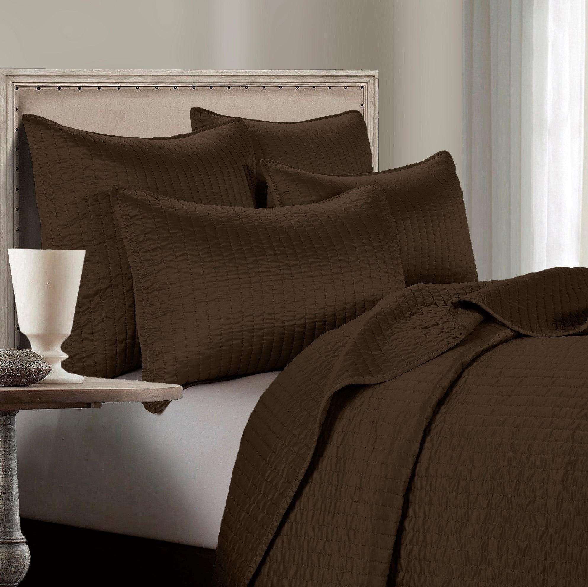 Indigo Hill Satin Channel 3-Piece King Quilt Set, Brown, large