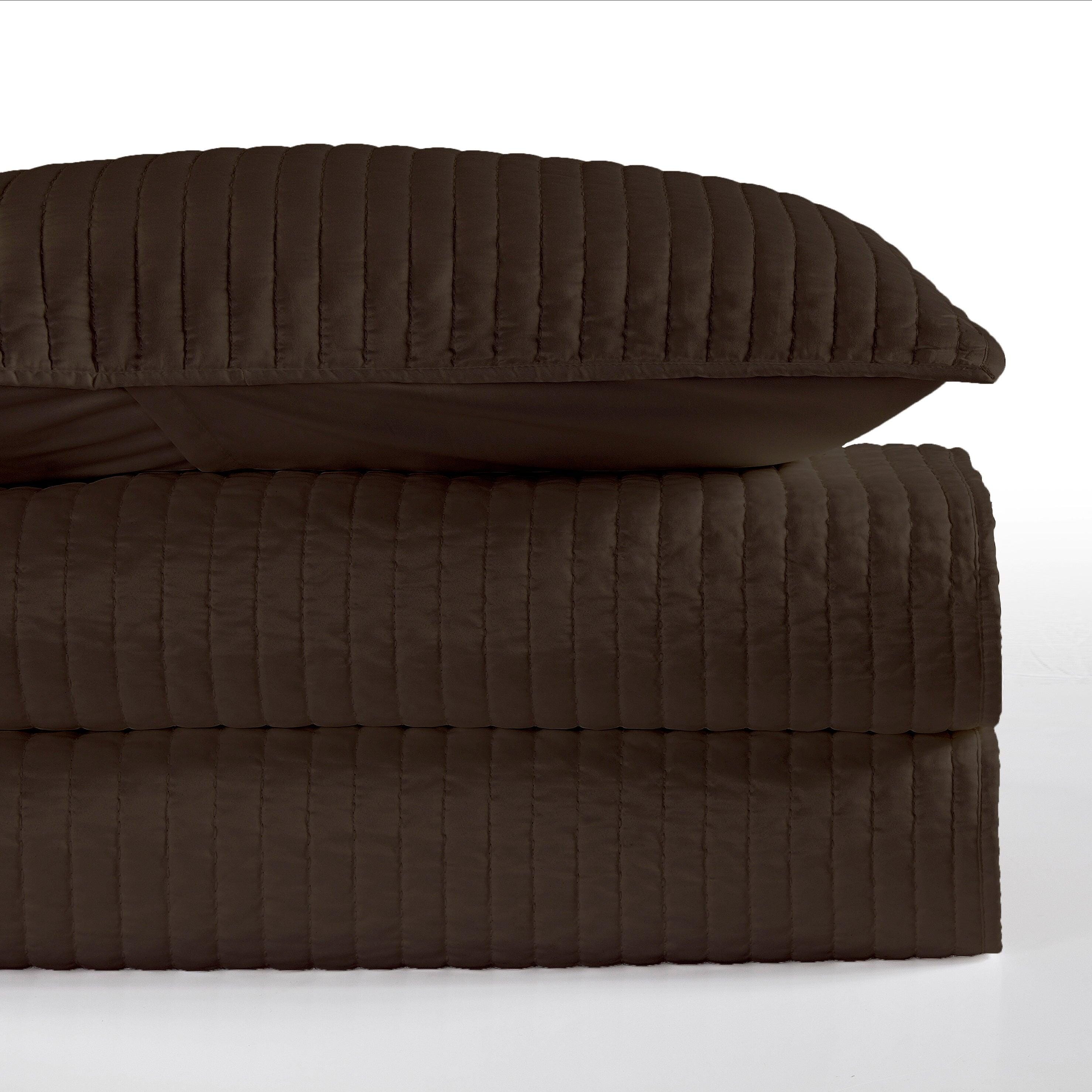 Indigo Hill Satin Channel 3-Piece King Quilt Set, Brown, large