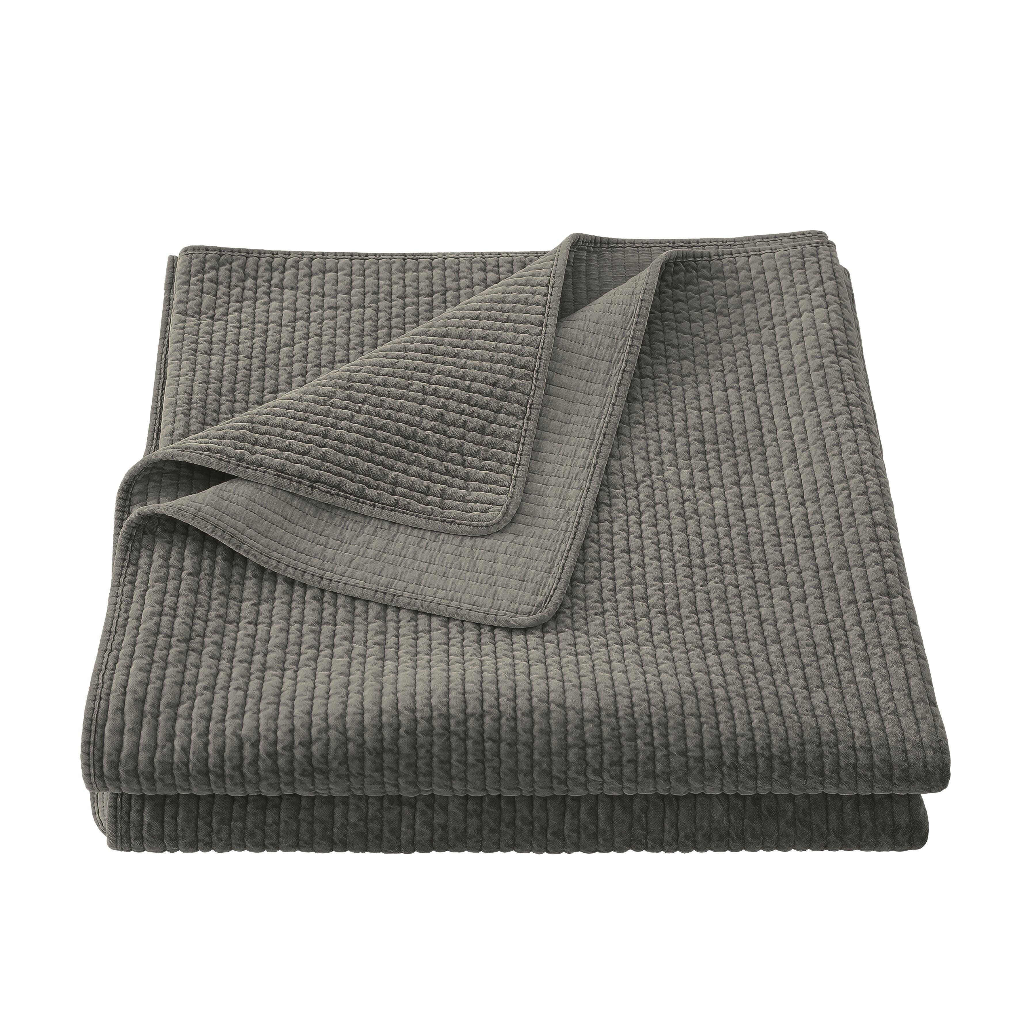 HiEnd Accents Stonewashed Full/Queen Velvet Quilt, Gray, large