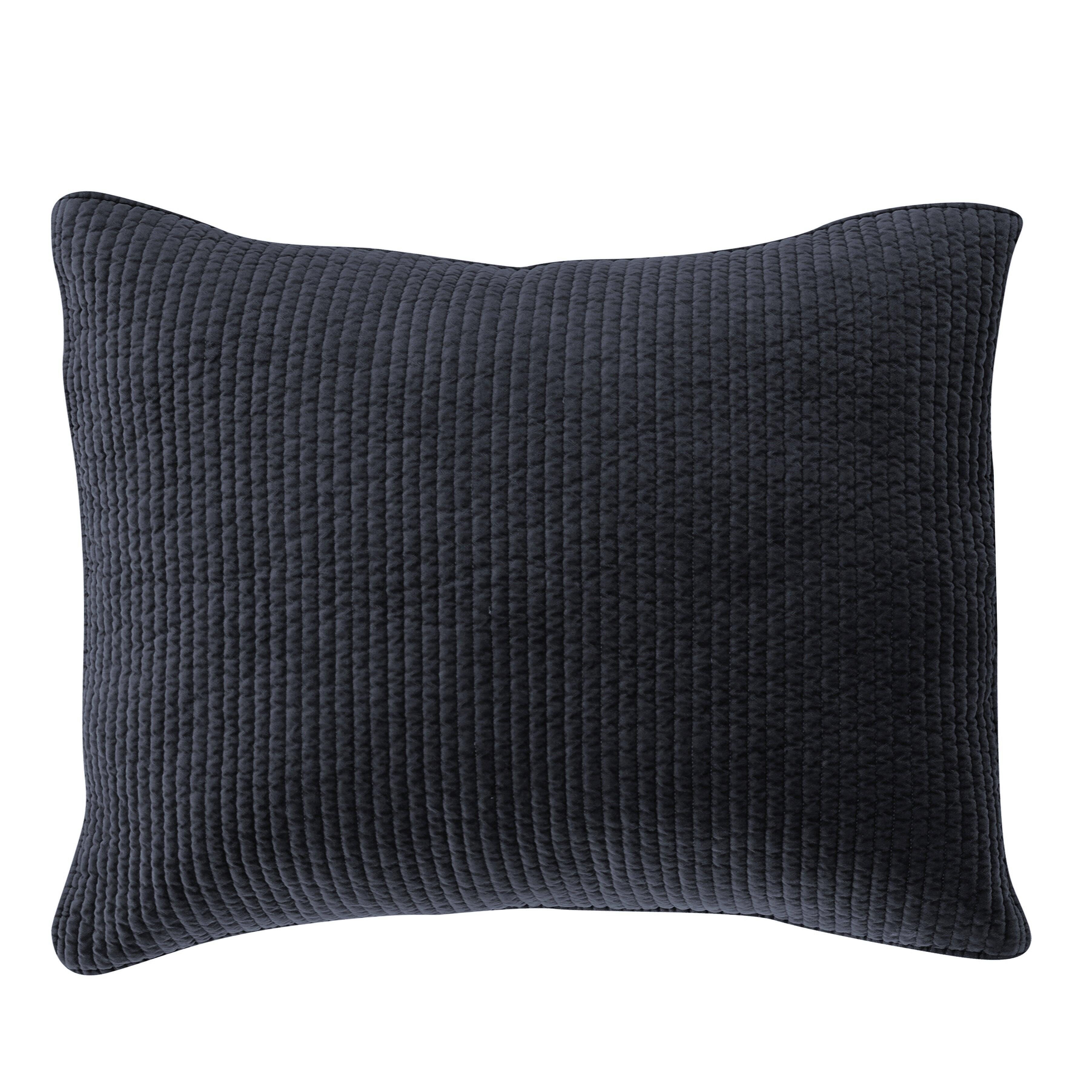 HiEnd Accents Stonewashed Quilted Pillow Sham, Navy, large