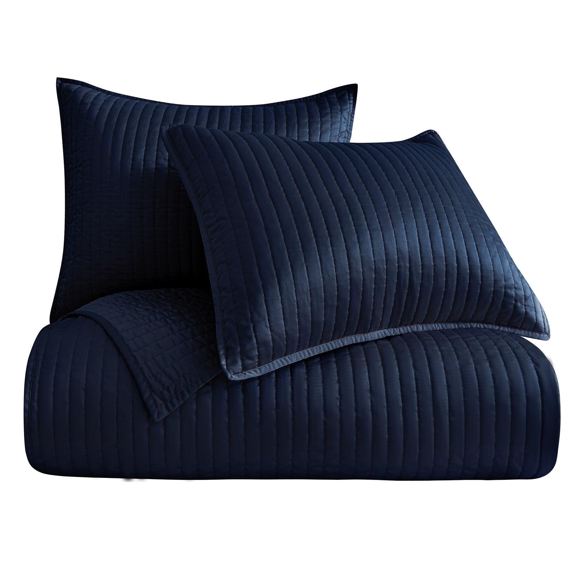 Indigo Hill Satin Channel 3-Piece Full/Queen Quilt Set, Blue, large