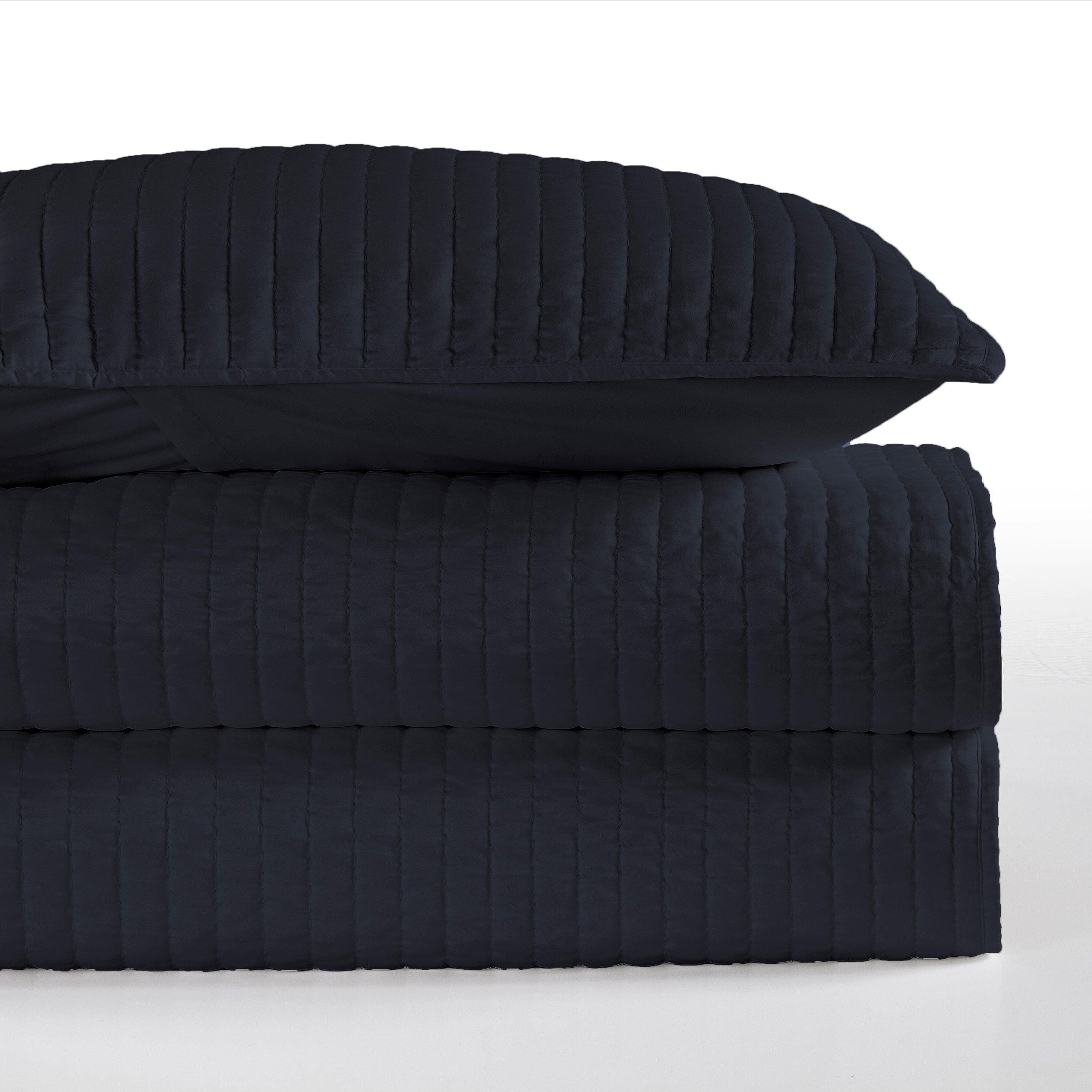Indigo Hill Satin Channel 3-Piece Full/Queen Quilt Set, Blue, large