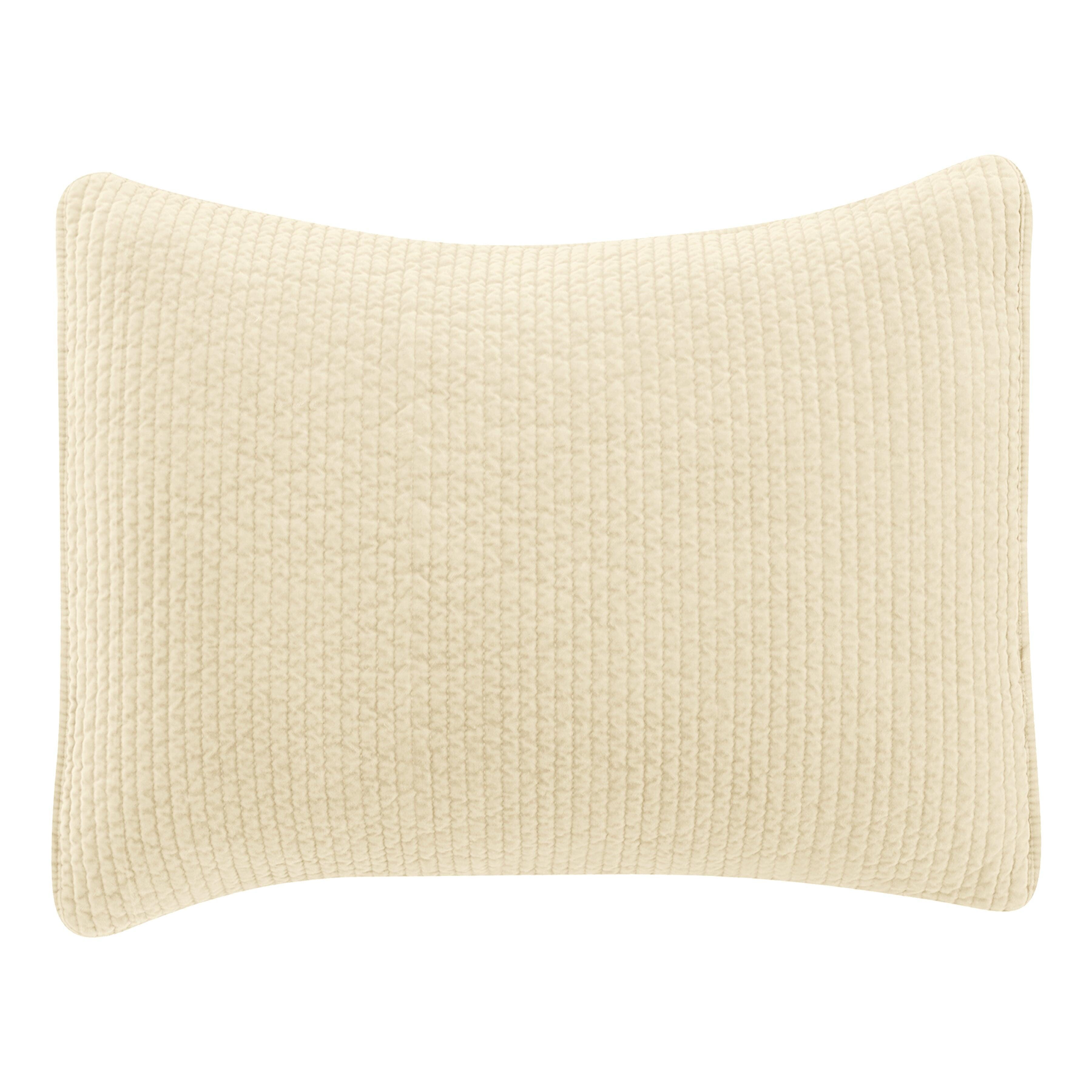 HiEnd Accents Stonewashed Quilted Pillow Sham, Light Tan, large