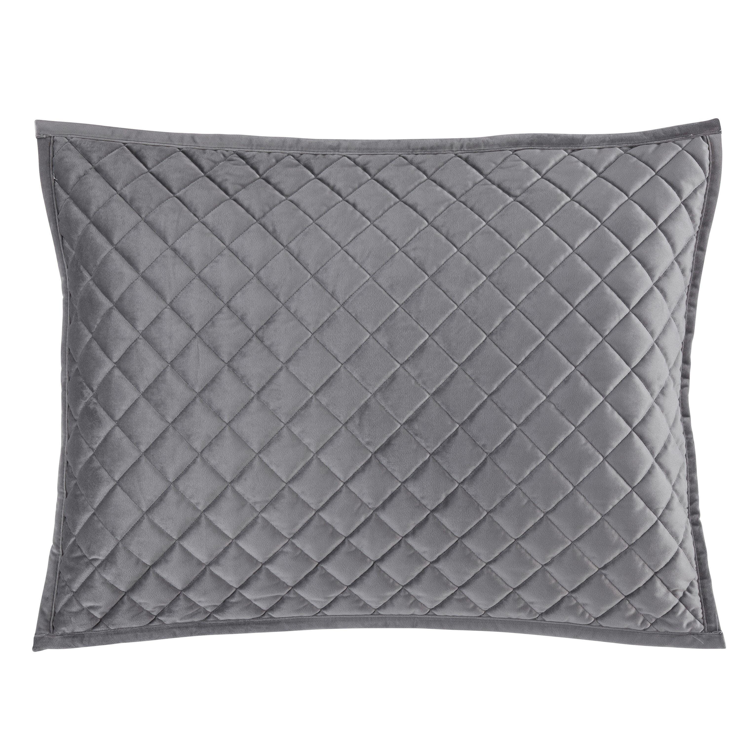 HiEnd Accents Diamond Quilted Pillow Sham Set, Gray, large