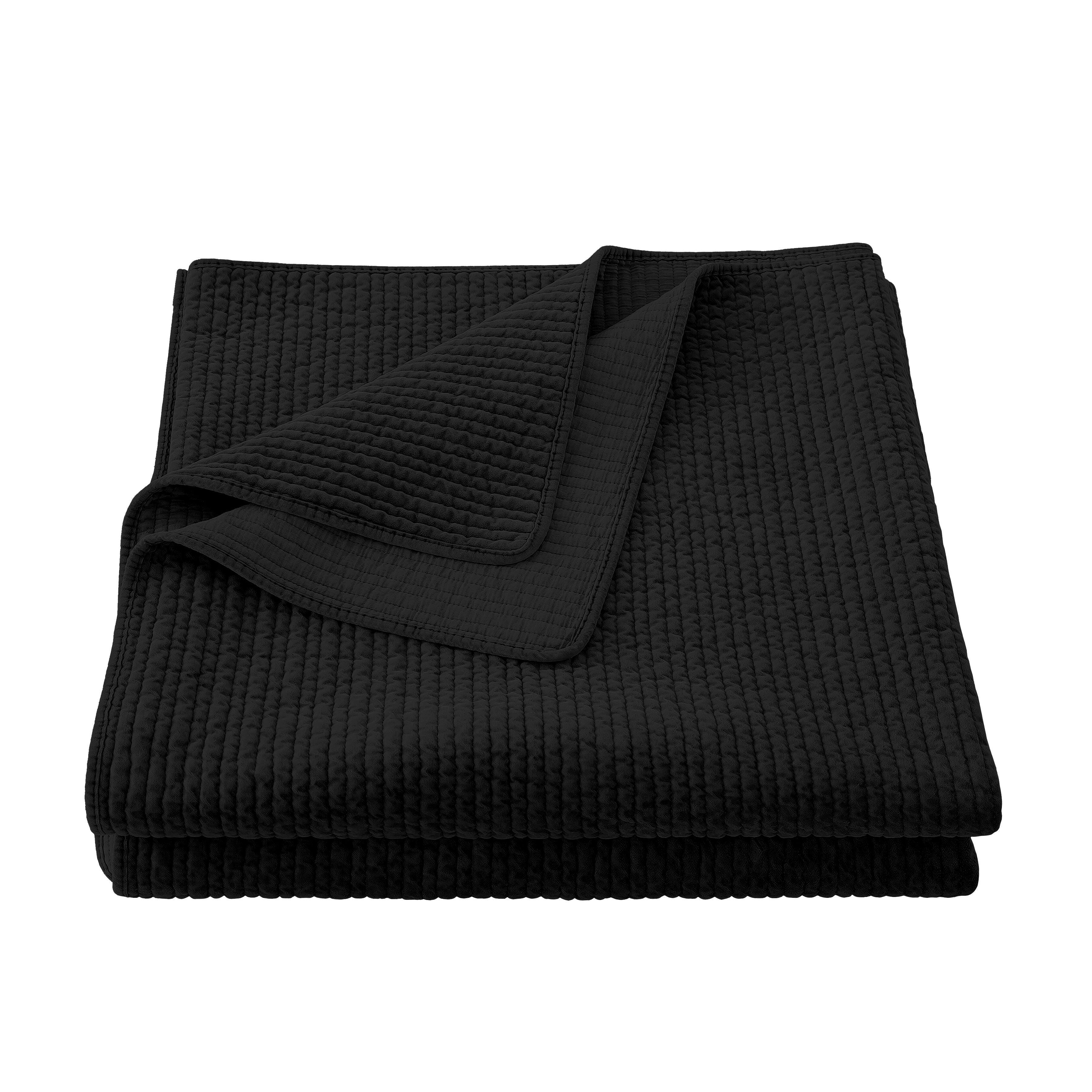 HiEnd Accents Stonewashed King Velvet Quilt, Black, large