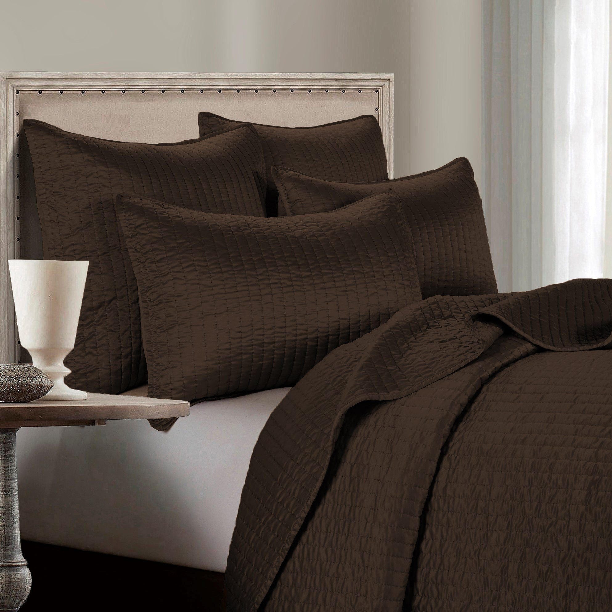 Indigo Hill Satin Channel 3-Piece Full/Queen Quilt Set, Brown, large